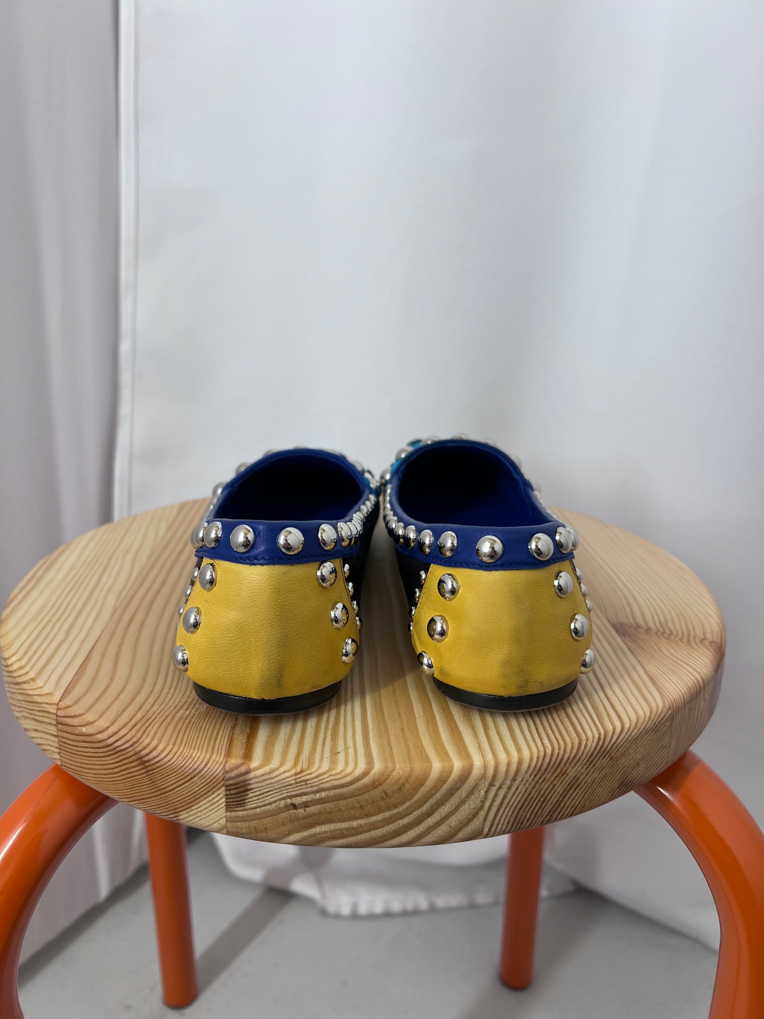 Prada Calzature Multicolored Studded Leather Loafers (9.5)