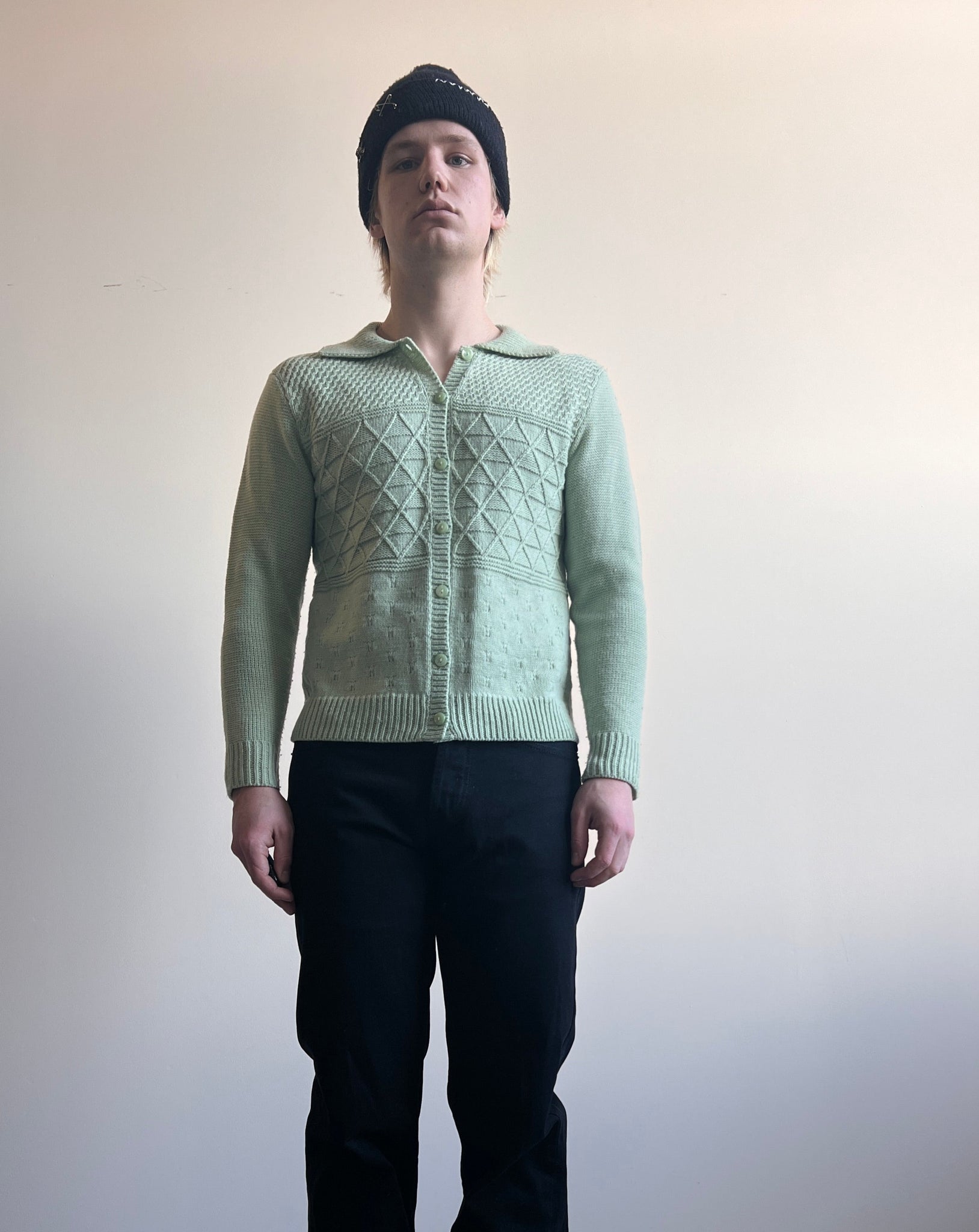 Classic Elements Light Green Collared Cardigan (S/M)