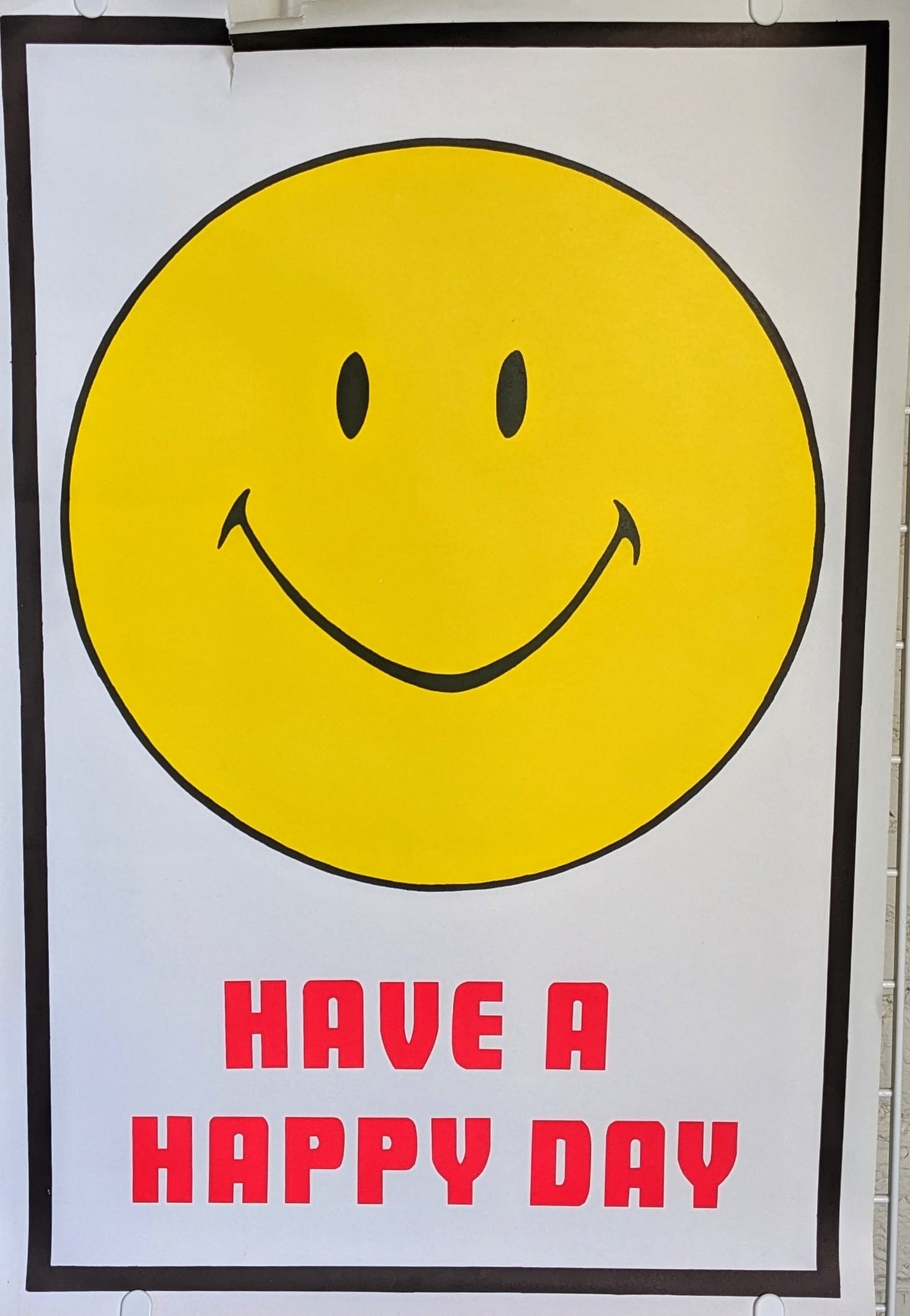 Vintage 'Have a Happy Day' Smiley Face Large Poster