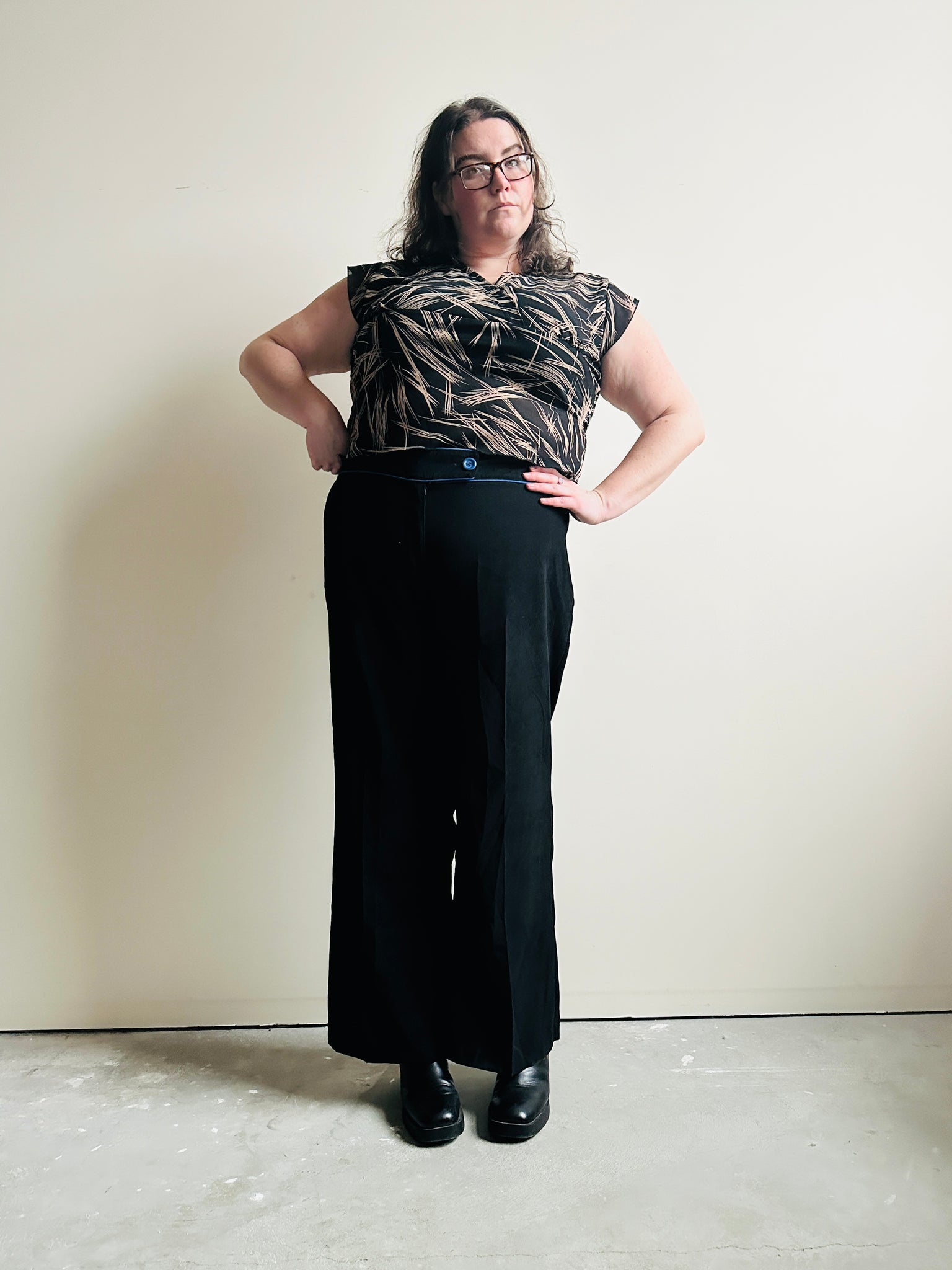 Black Trousers with Blue Piping Belt (3XL)