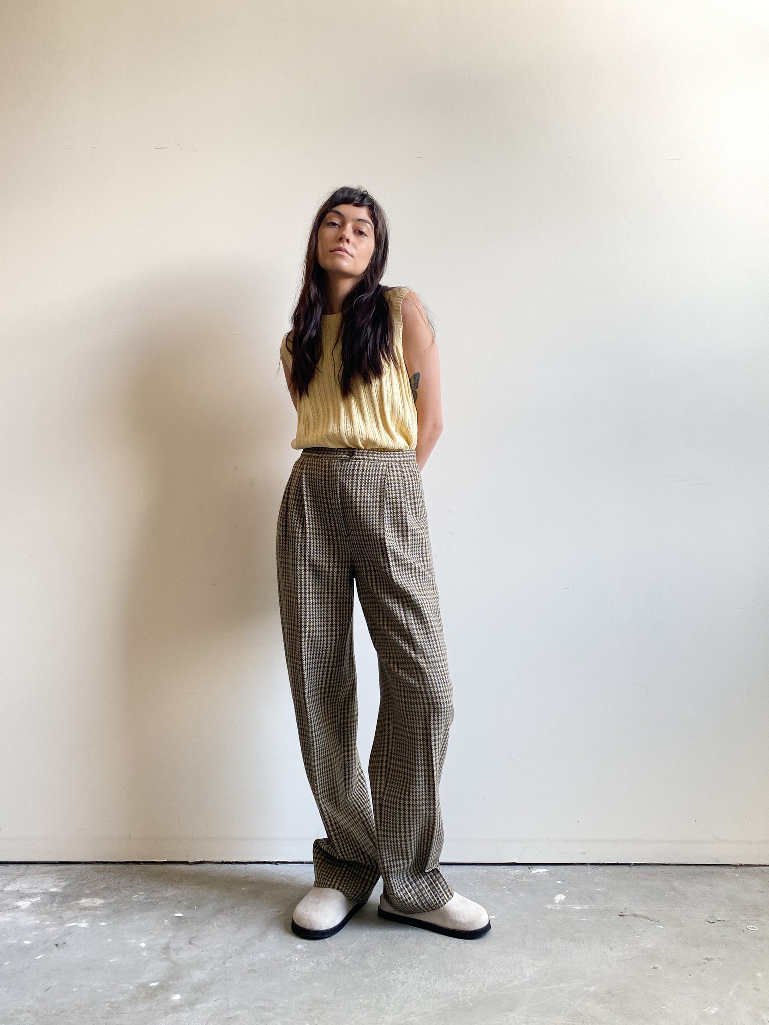 Vintage Sanlorenz Pure Wool Houndstooth Trousers (S)