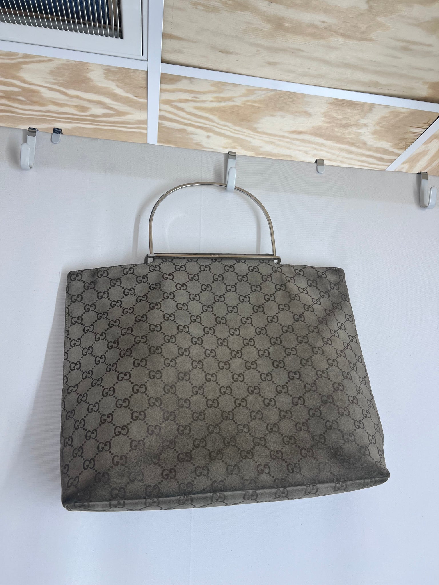 Gucci Suede GG Metal Handle Bag