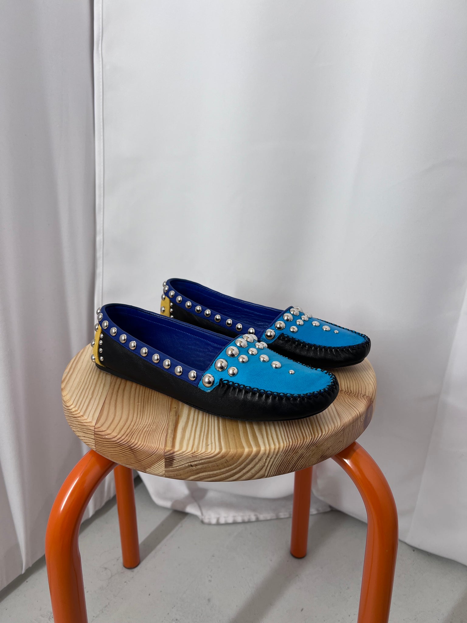 Prada Calzature Multicolored Studded Leather Loafers (9.5)