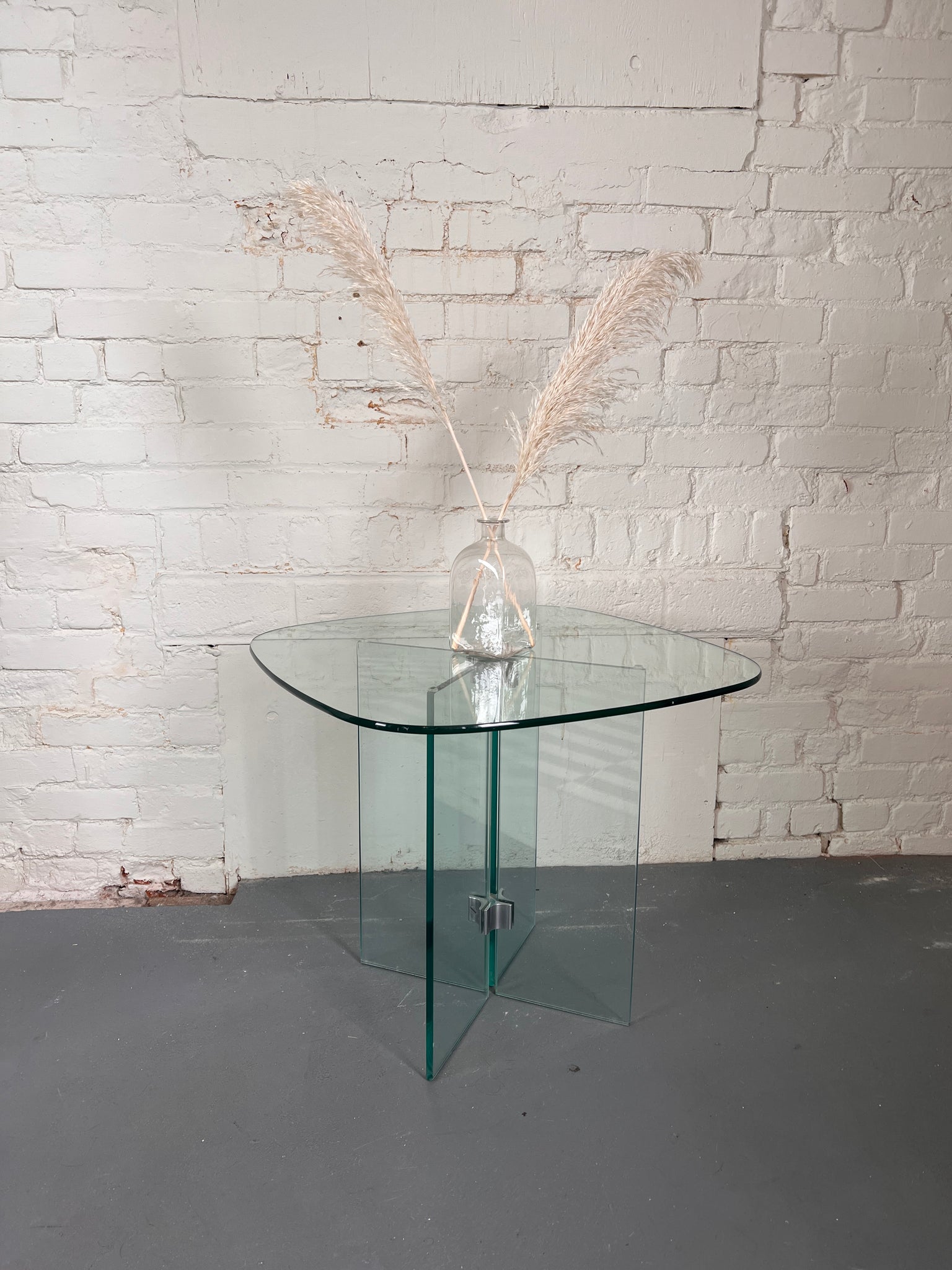 Vintage Pace Collection Glass & Brass Square Side Table