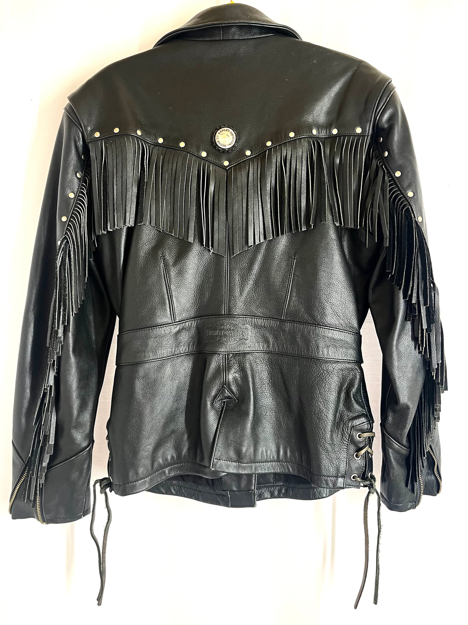 Black Harley Davidson Fringe Leather Jacket