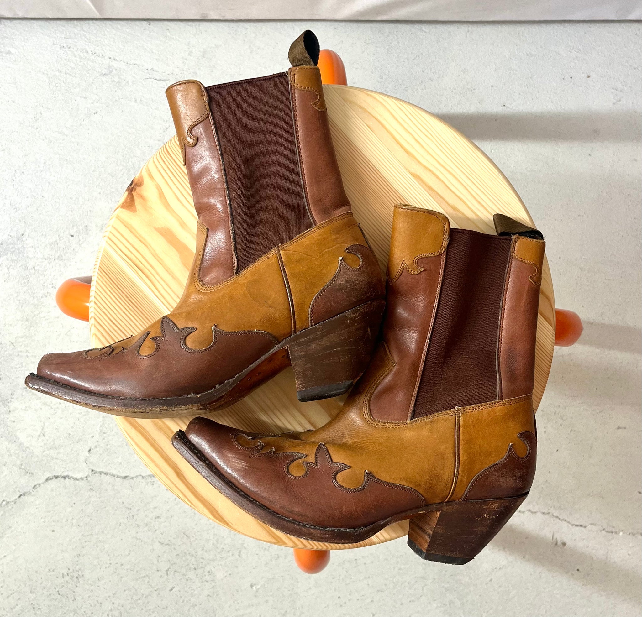 Vintage Ralph Lauren Brown Western Cowboy Ankle Boots