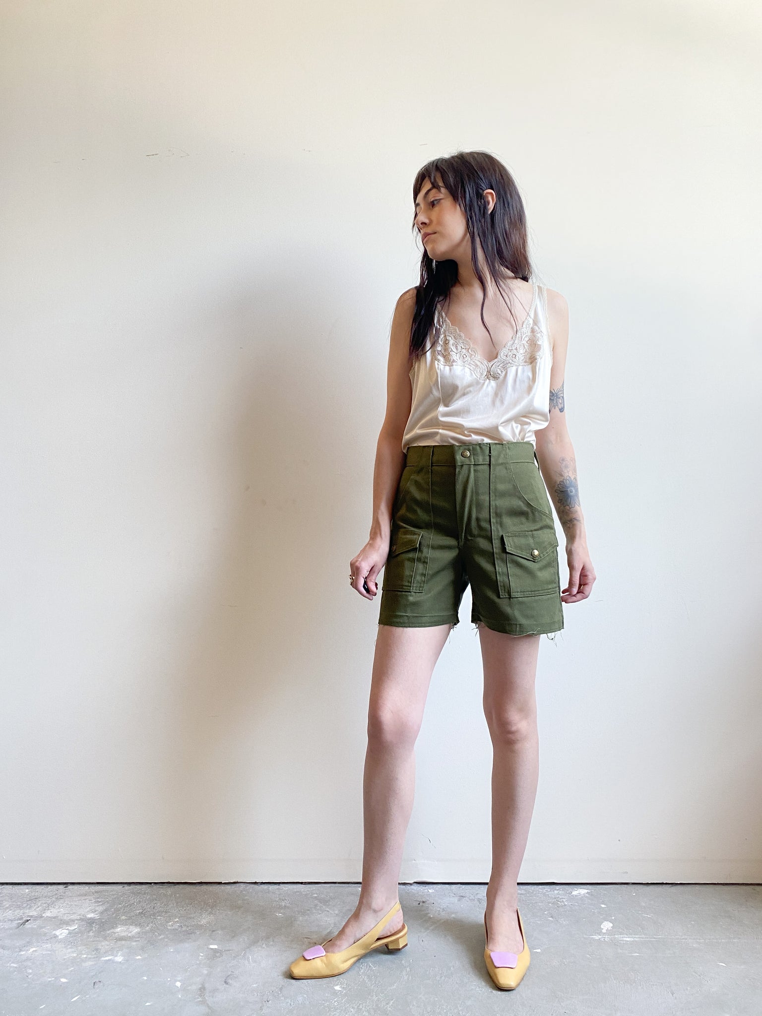 Vintage Olive Green Boy Scouts Cargo Shorts (M)