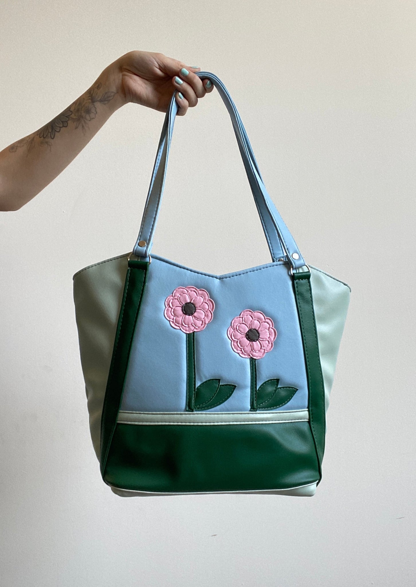 Blue and Green Flower Bag