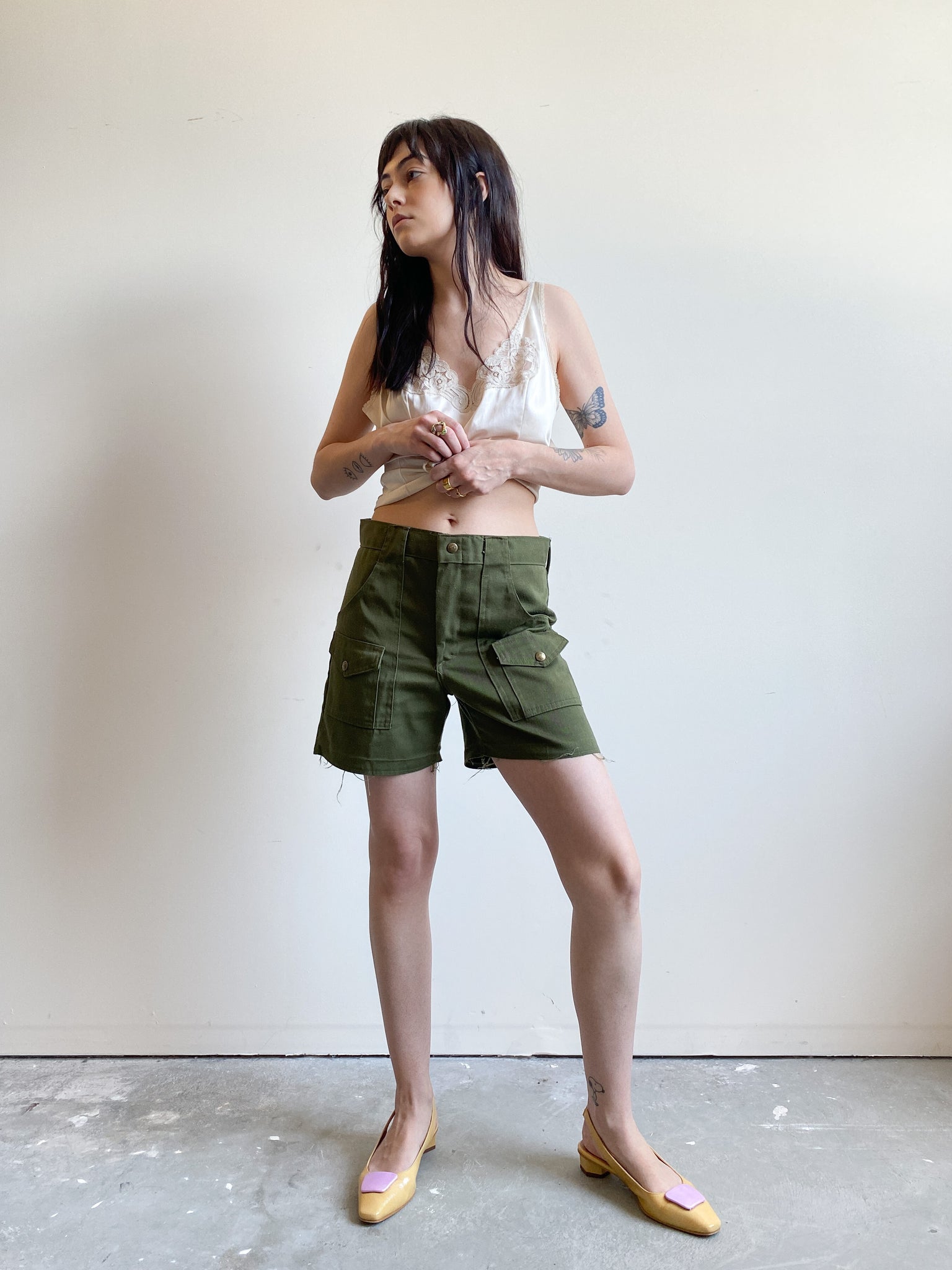 Vintage Olive Green Boy Scouts Cargo Shorts (M)