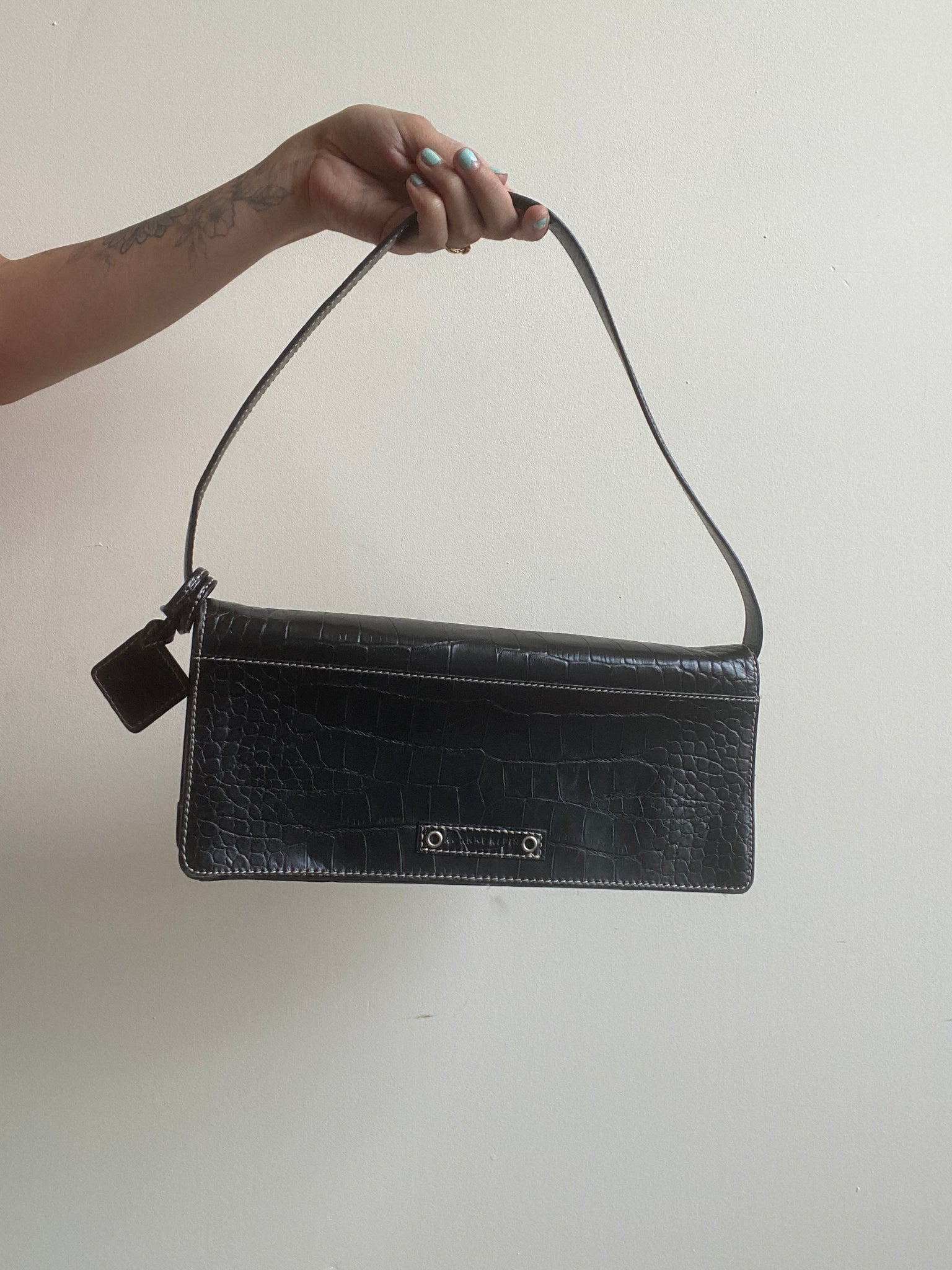 Y2K Anne Klein Leather Shoulder Bag