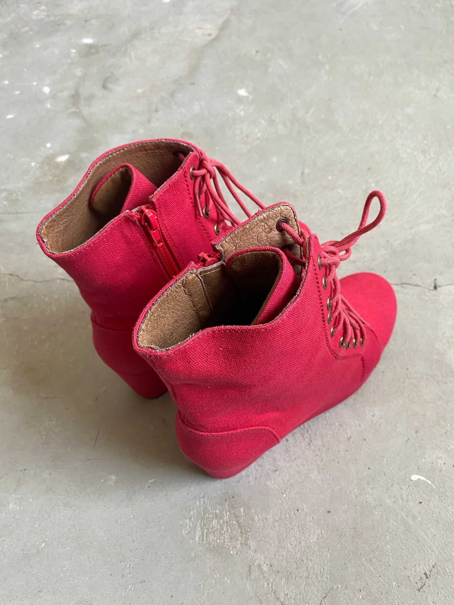 Jeffrey Campbell Red Platform Lace Up Boots (U.S. Women 9.5)
