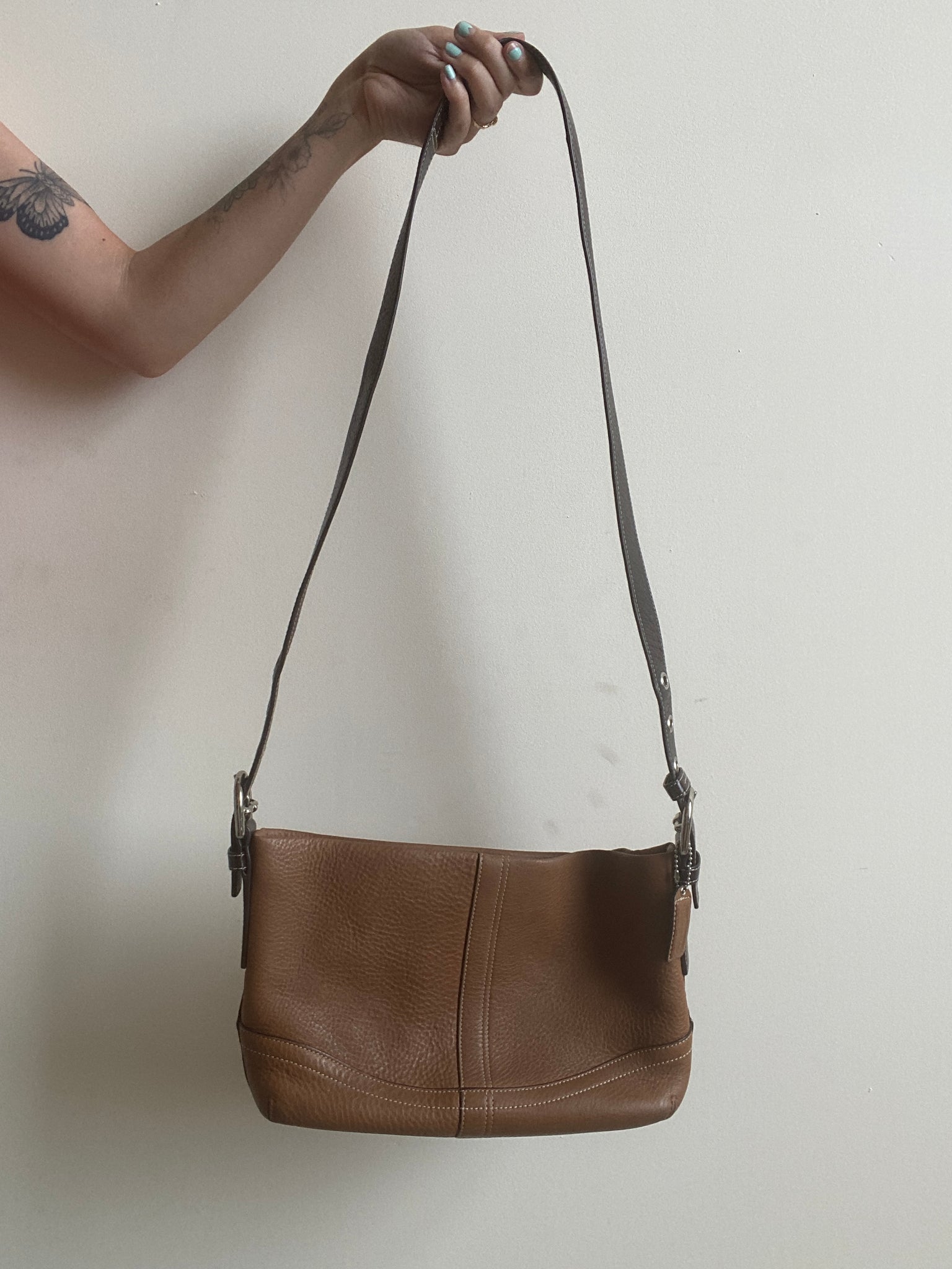 Vintage Coach Two Tone Brown Leather Bag