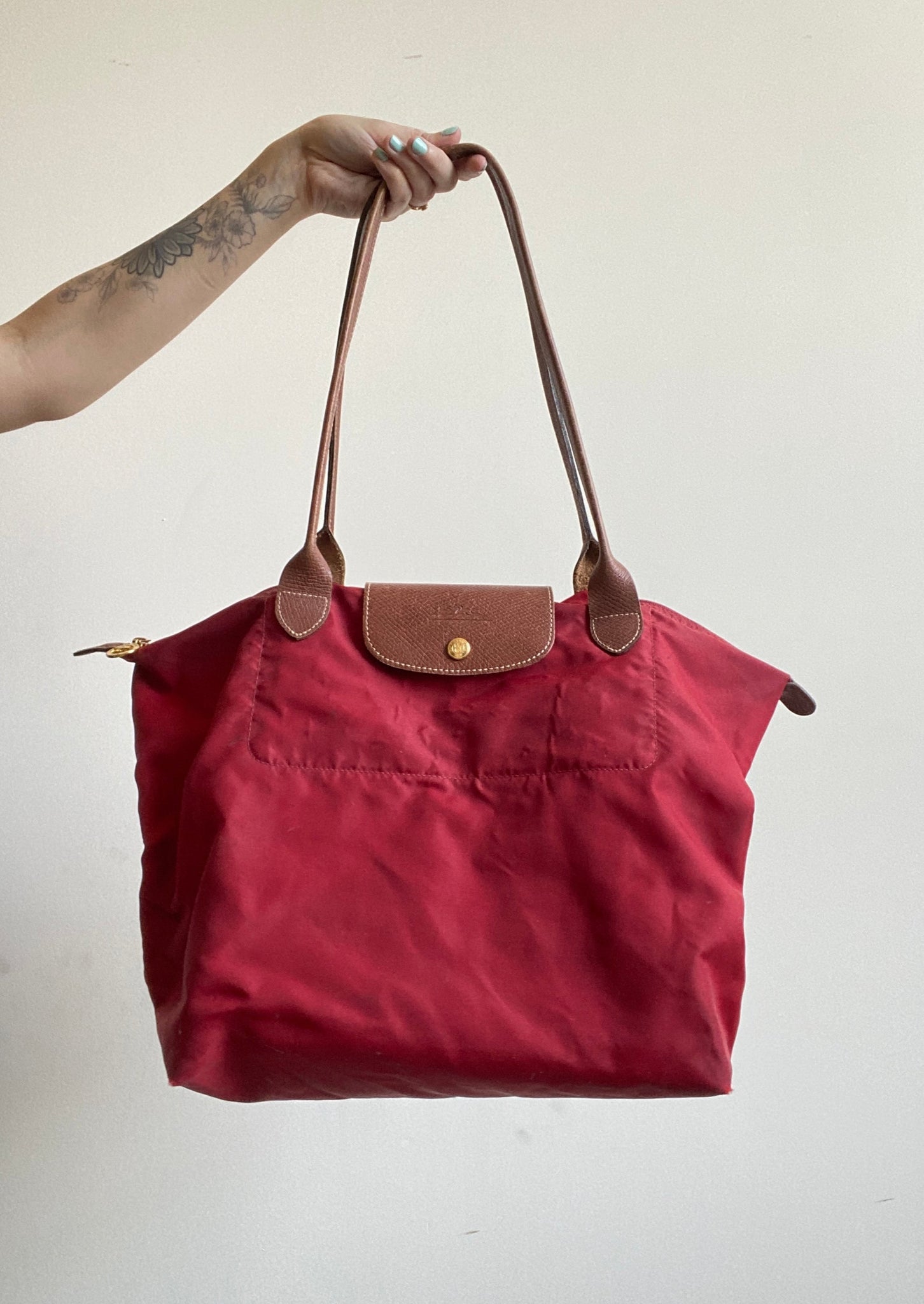 Red Longchamp Tote Bag