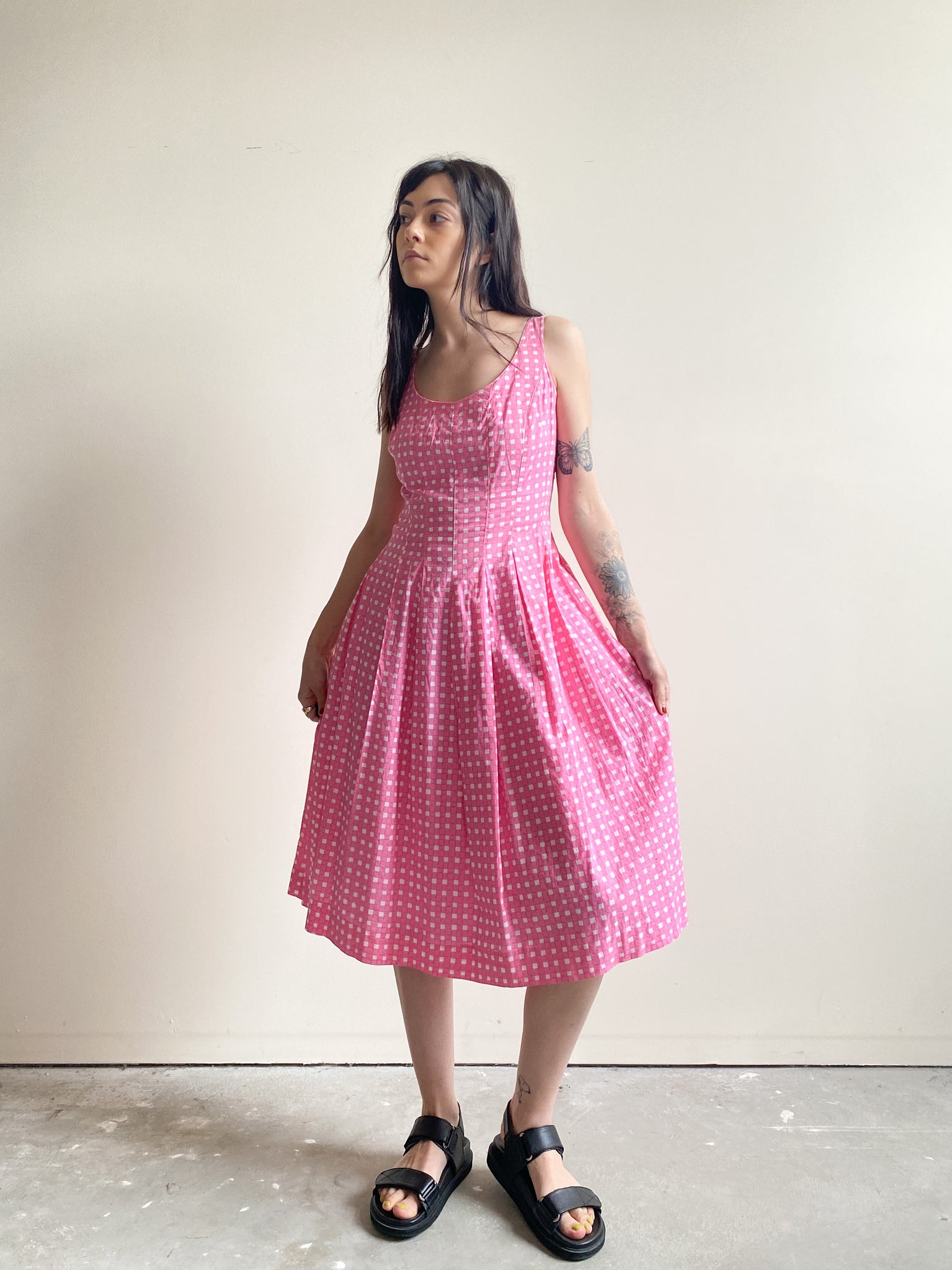 Lilly Pulitzer Pink Gingham Flare Dress (S)