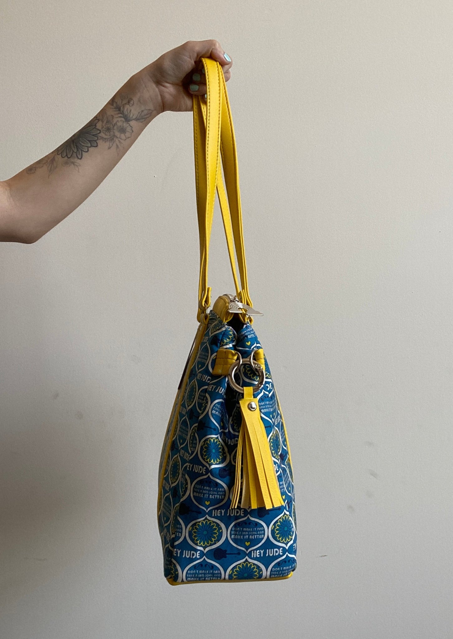 Custom Made Blue and Yellow Hey Jude Shoulder Bag