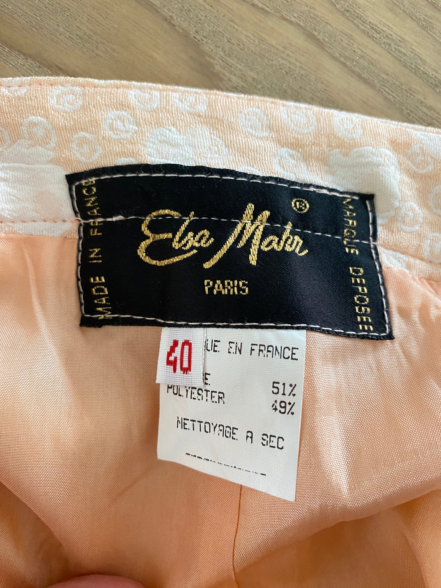 Vintage Elsa Mahr Pink Patterned Three Piece Skirt Suit (S)