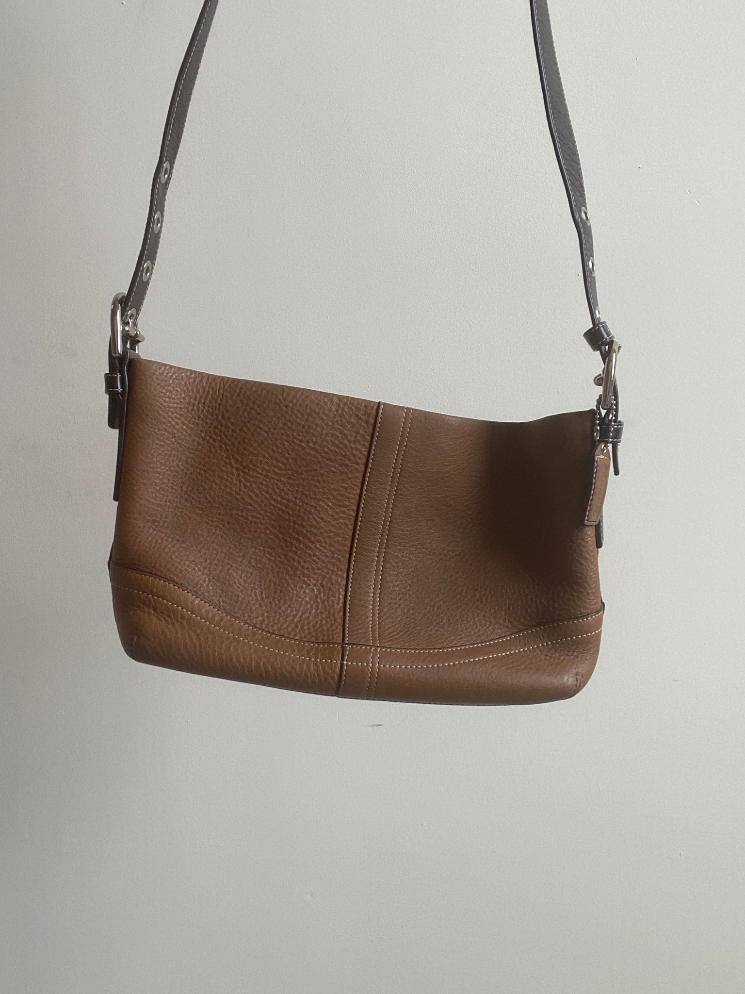 Vintage Coach Two Tone Brown Leather Bag