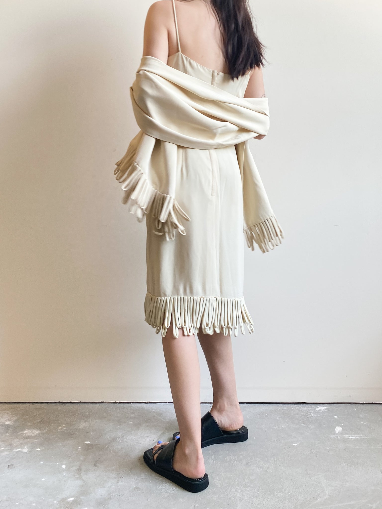 Sophisticated Miss Fringe Dress With Scarf (S)