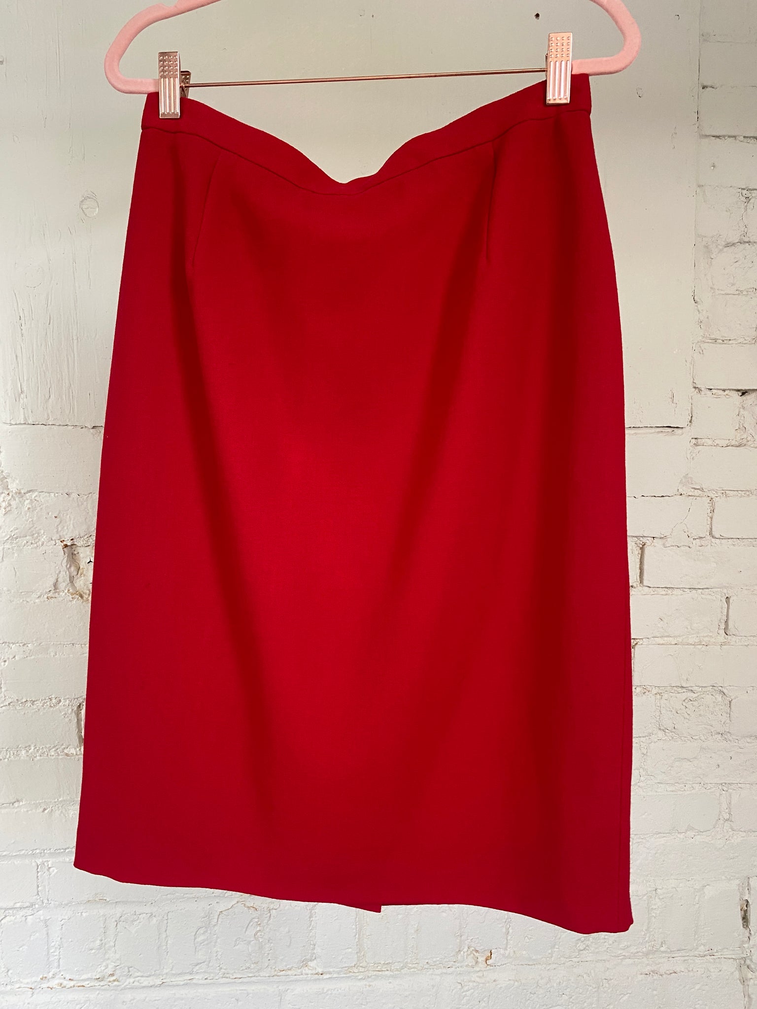 Vintage Escada Red Wool Skirt (M)