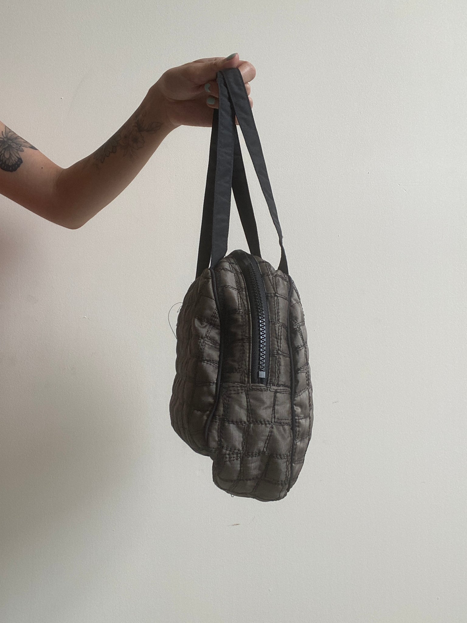 Taupe Oval Quilted Bag