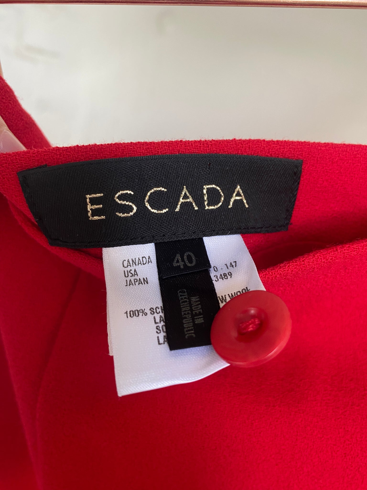 Vintage Escada Red Wool Skirt (M)