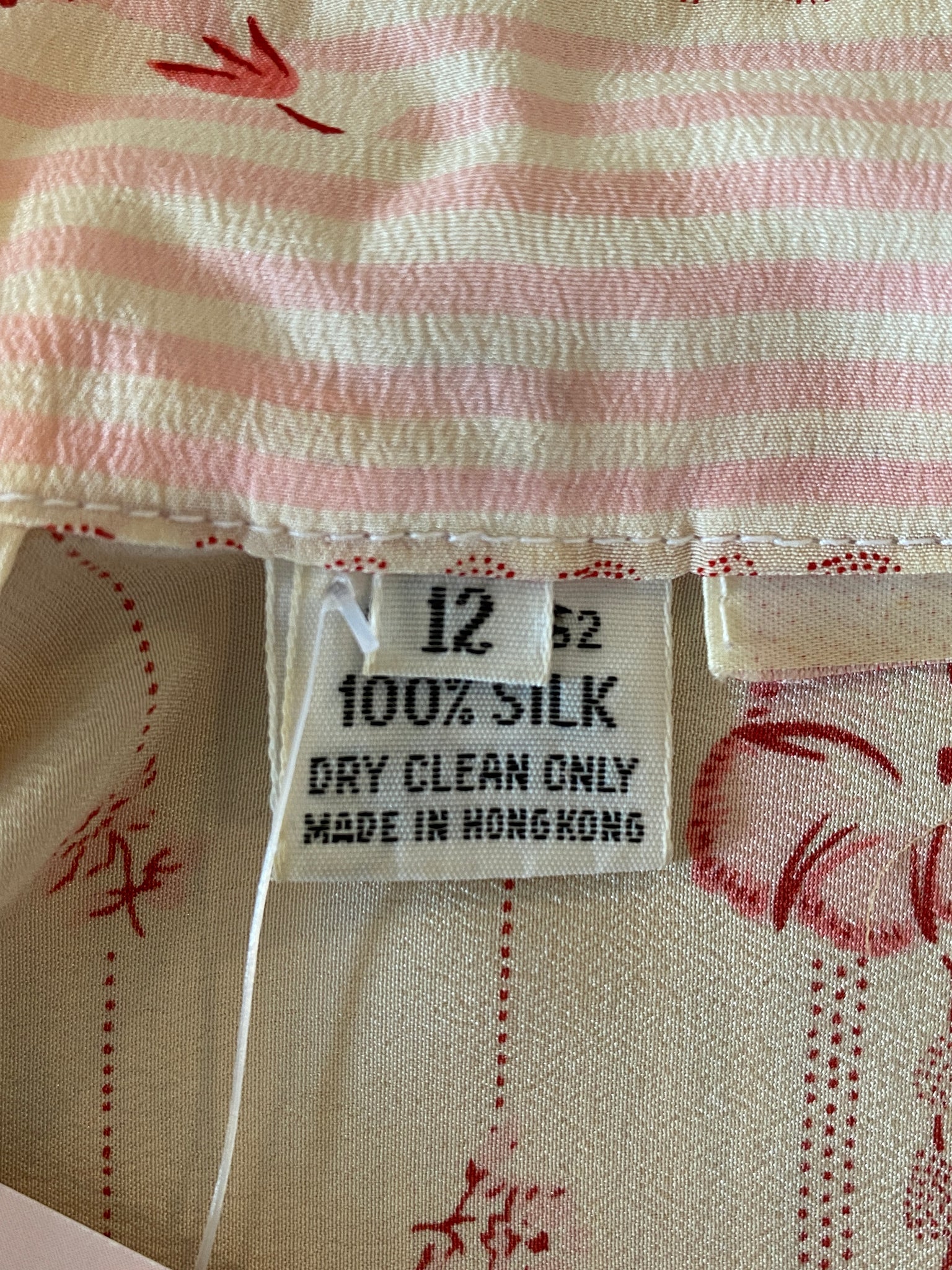 Vintage 100% Silk Pink Floral Matching Skirt Set (L)
