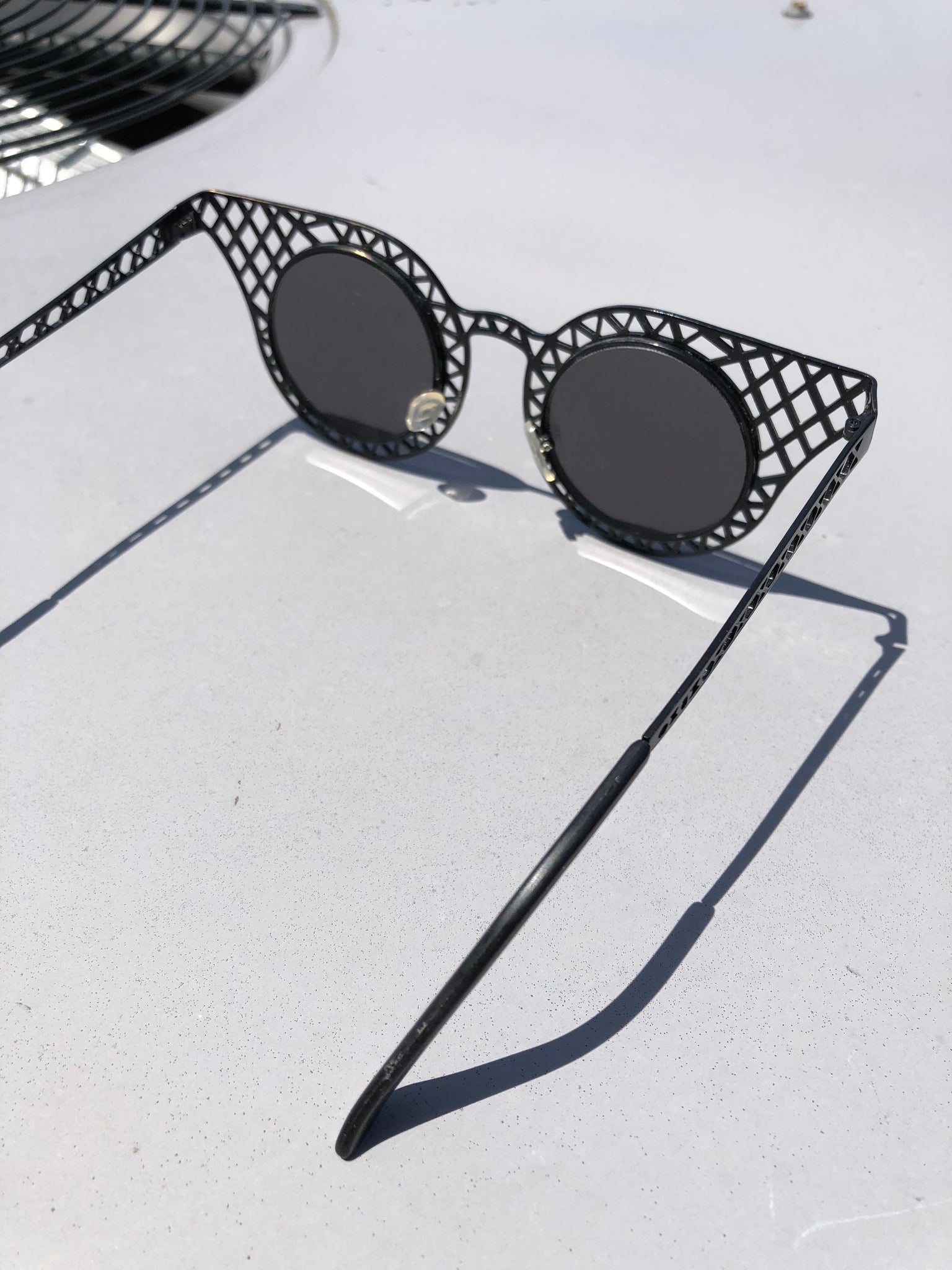 Cat Eye Sunglasses with Black Lattice Trim