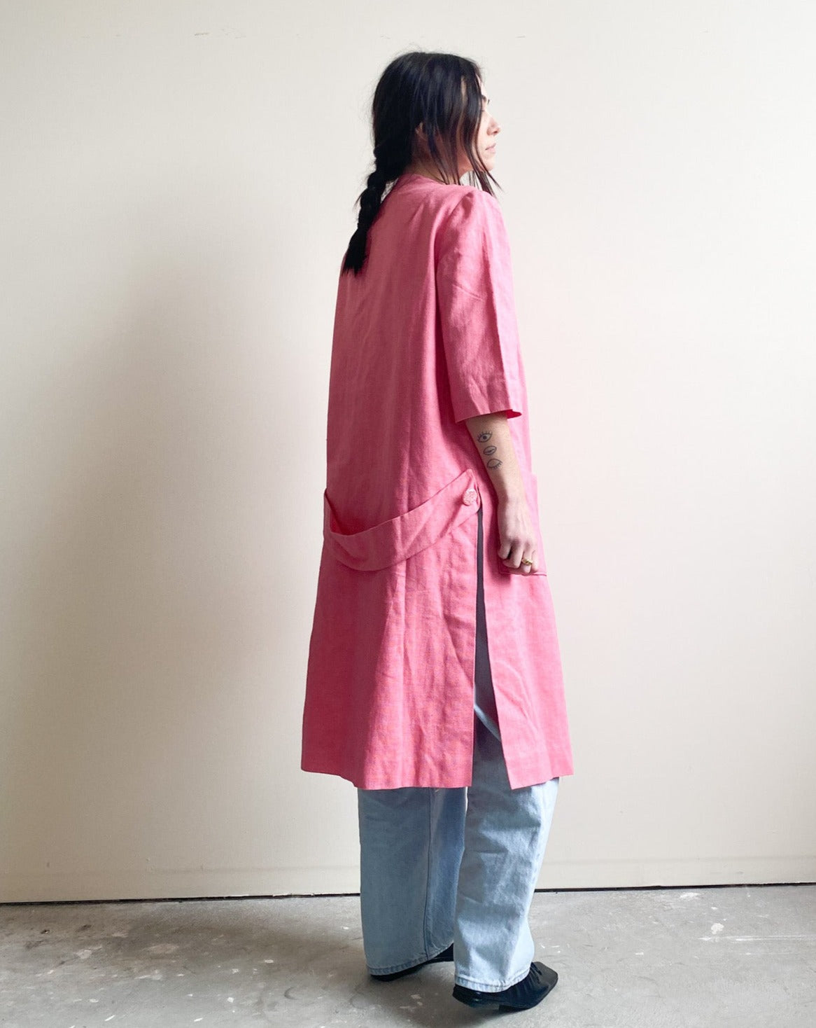 Vintage Pink Quarter Sleeve Coat with Glitter Buttons (L)