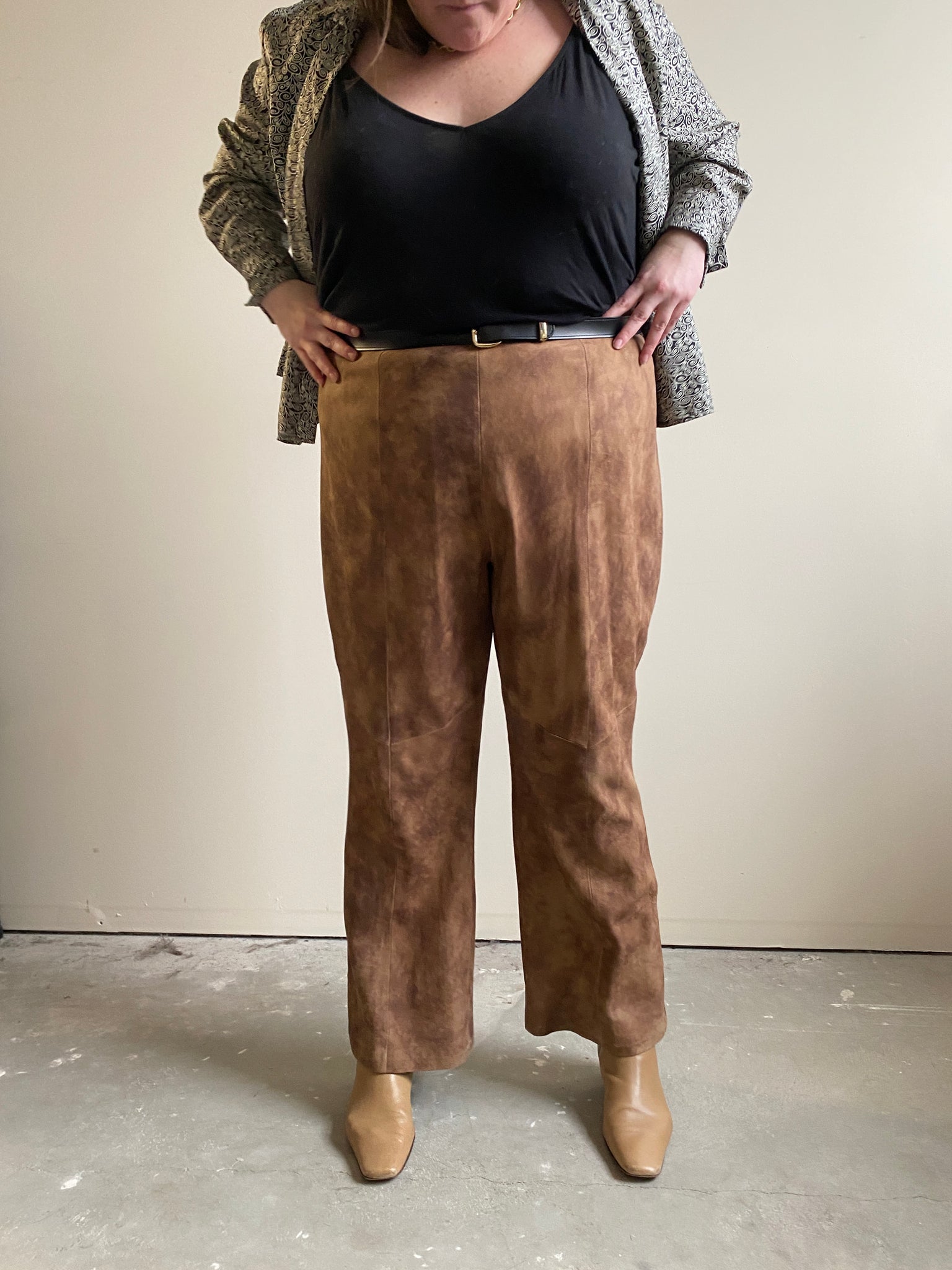 Brown Suede Flare Pants (2X-3X) – The Nest
