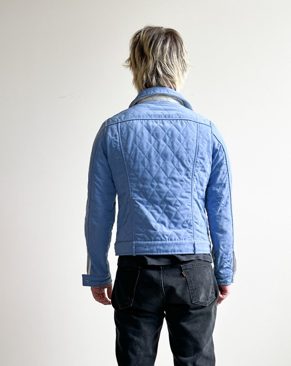 Light Blue Quilted Jacket with Rectangular Buttons (L)