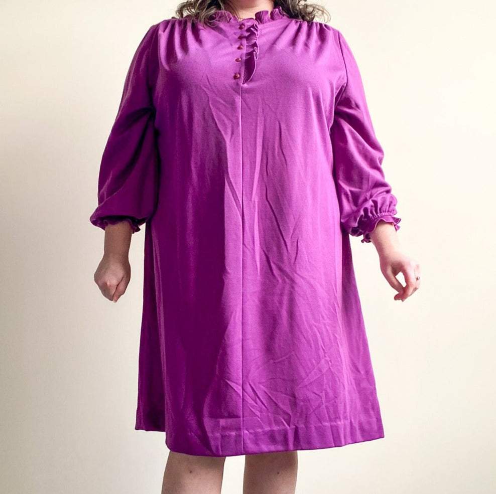 Vintage Purple Ruffle Collar Dress (3XL)