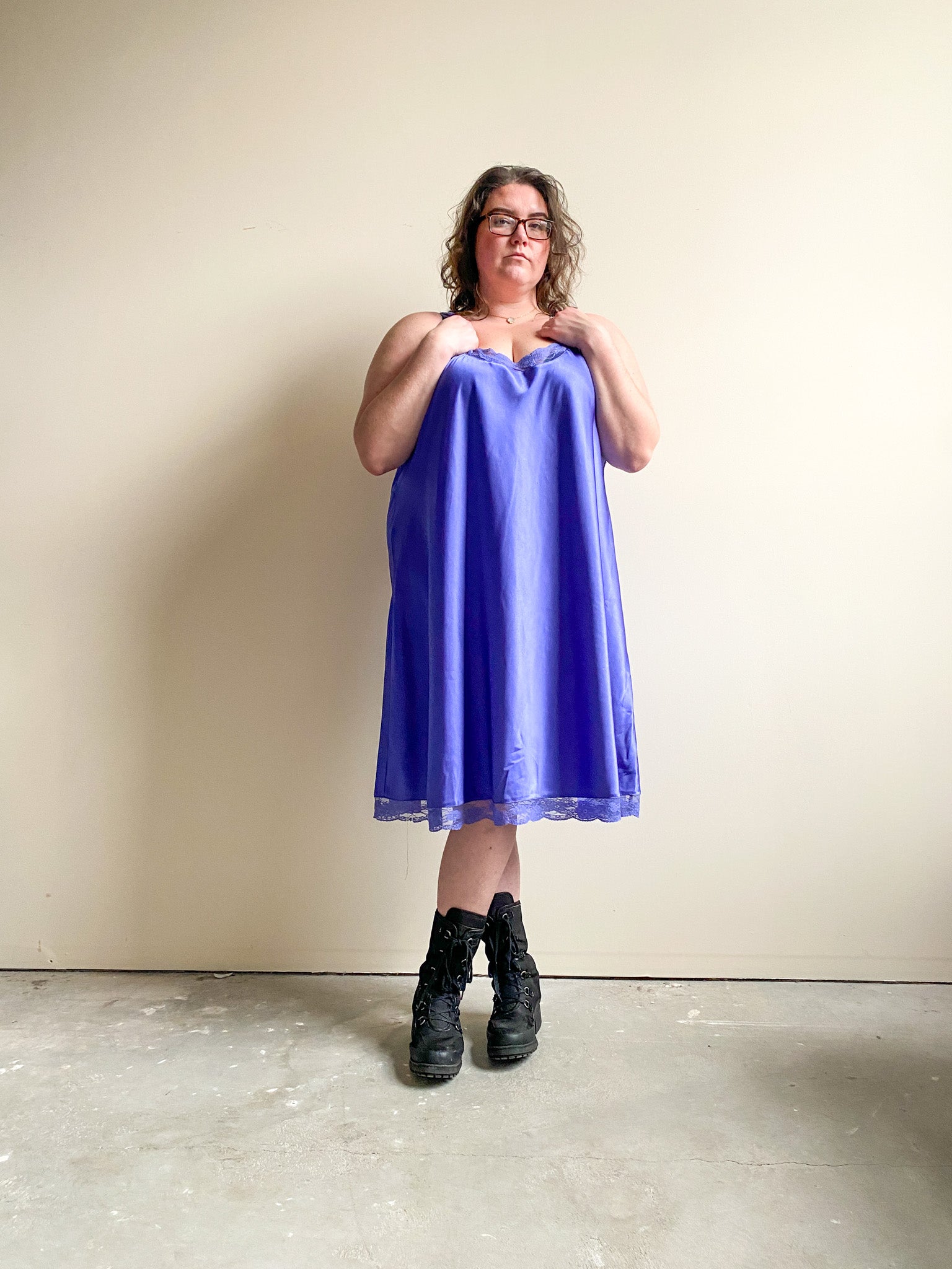 Plus Size Purple Satin Slip Dress (4X)
