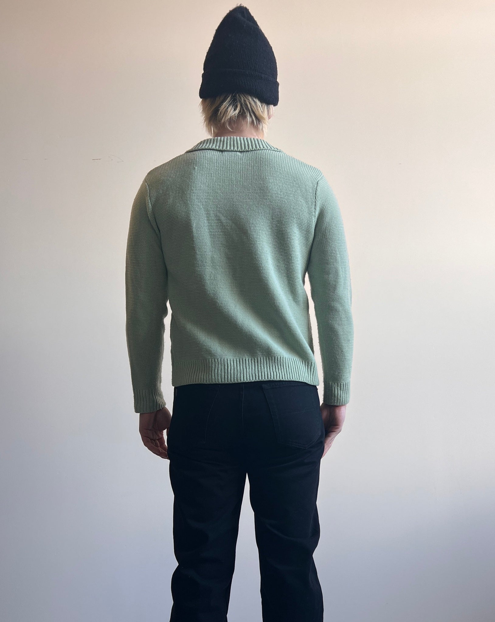 Classic Elements Light Green Collared Cardigan (S/M)