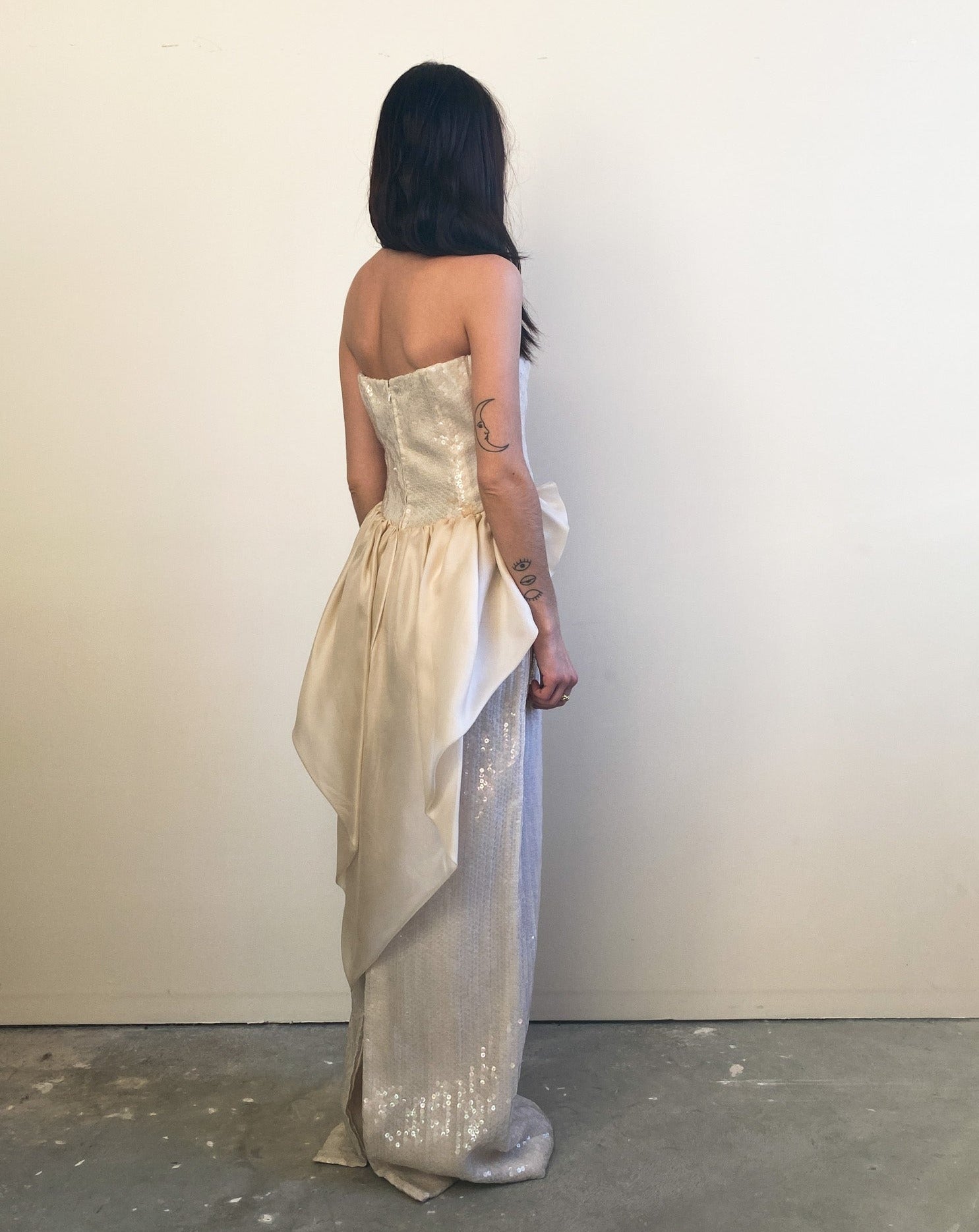 Diane Phelps White Silk Sequined Dress (XS)
