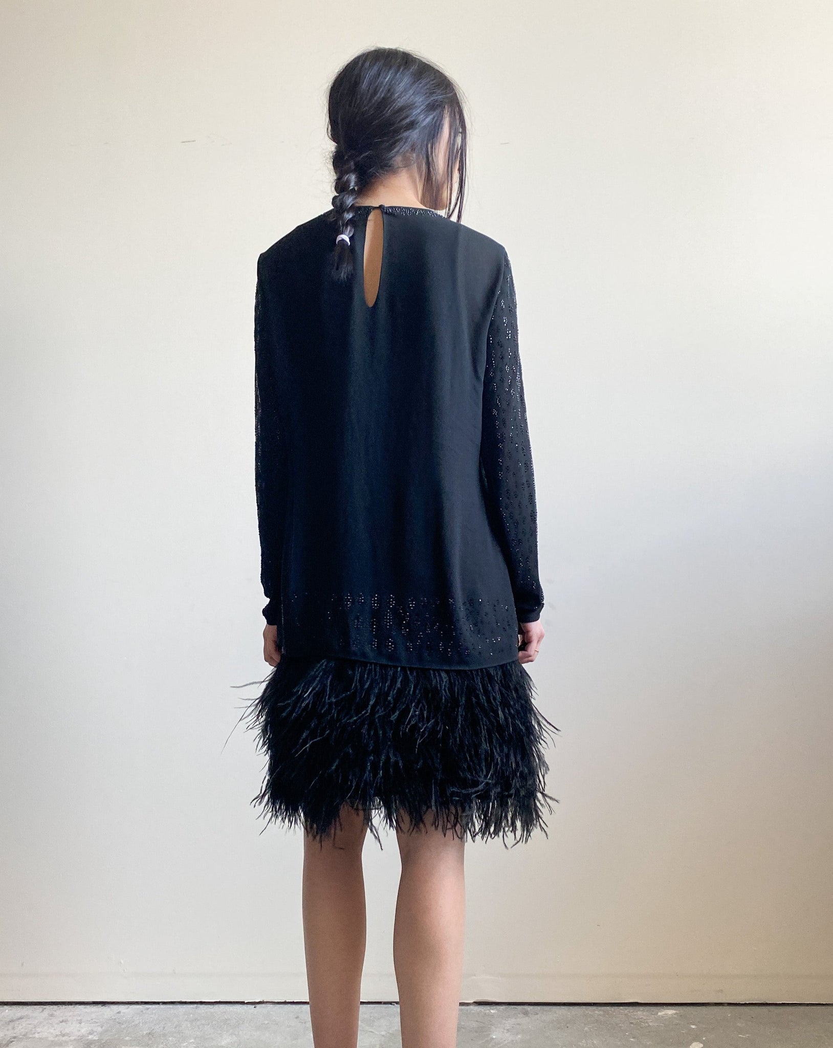 Michael Korrs Jewel Feather Trim Dress (M)