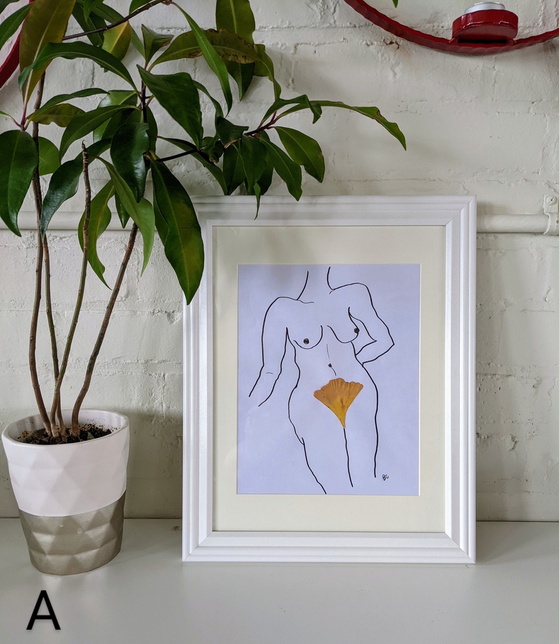 Lady Figure with Pressed Flower Framed Prints