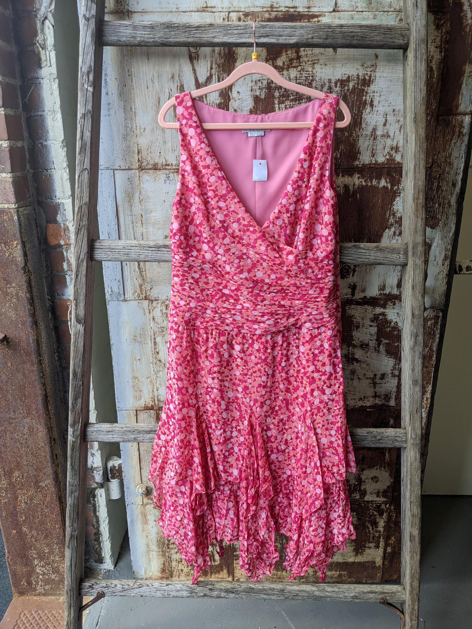 Pink Polka Dot Y2K Dress (L)