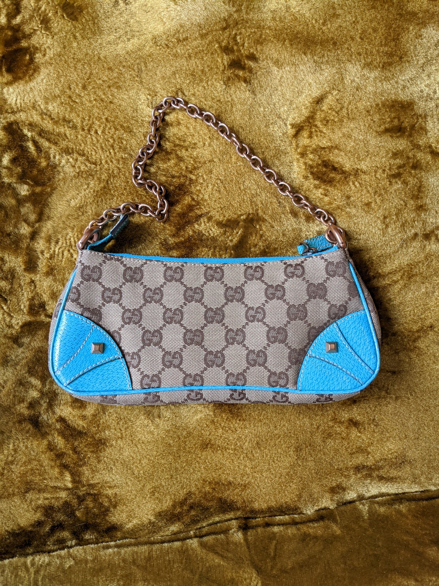 Vintage Y2K Gucci GG Monogram Leather Shoulder Bag