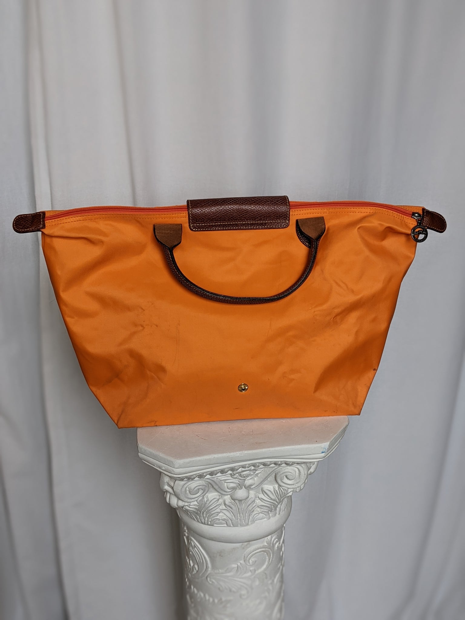 Longchamp Orange Nylon Le Pliage Tote