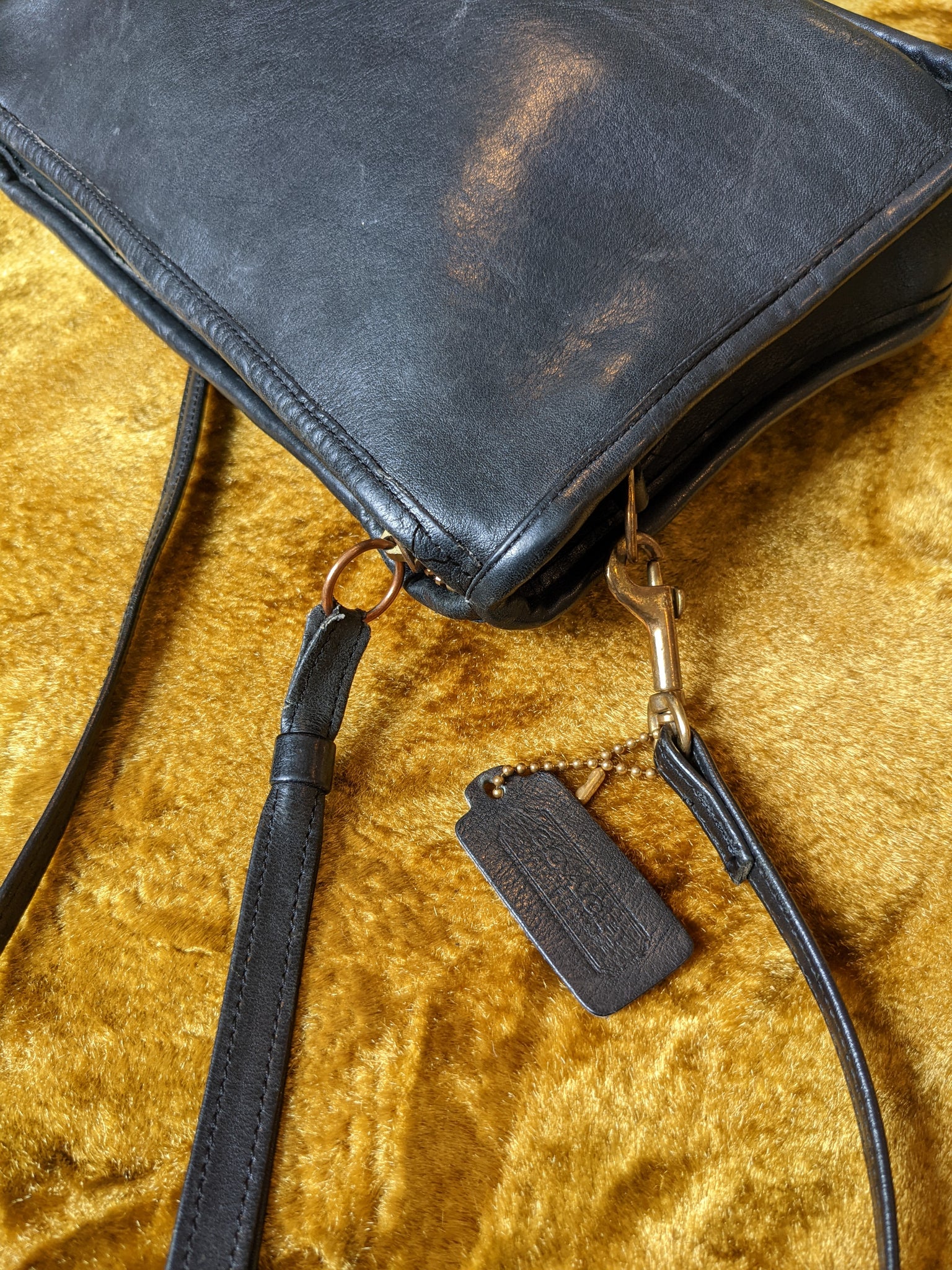 Vintage Black Leather Coach Shoulder Bag