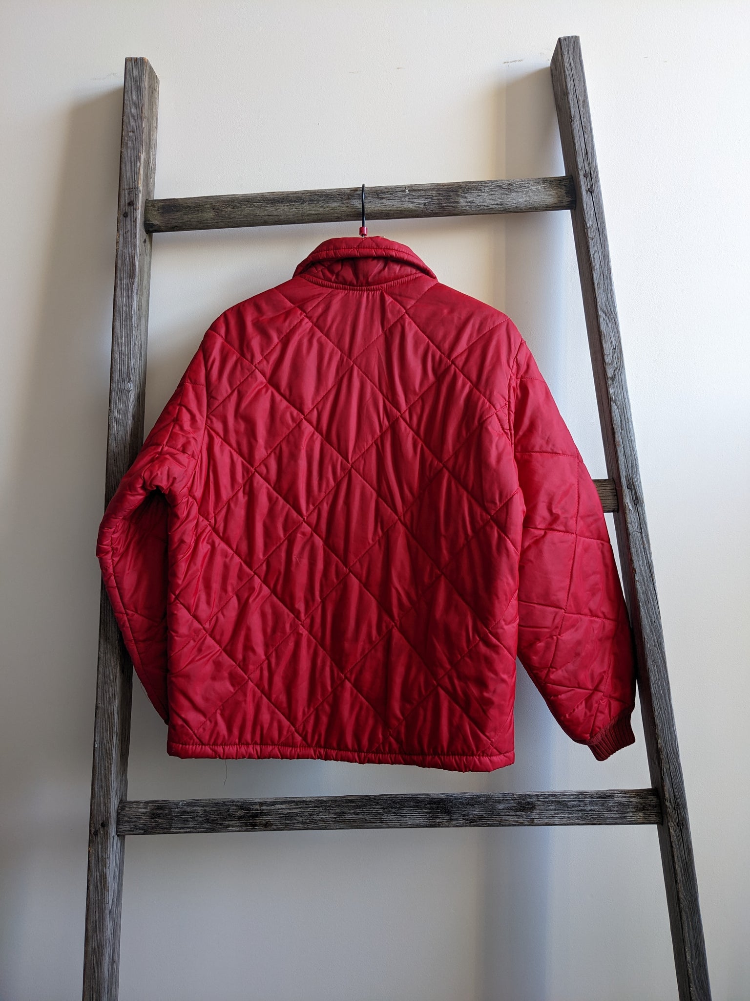 Vintage 80s Red Quilted Puffer Chore Jacket (L)