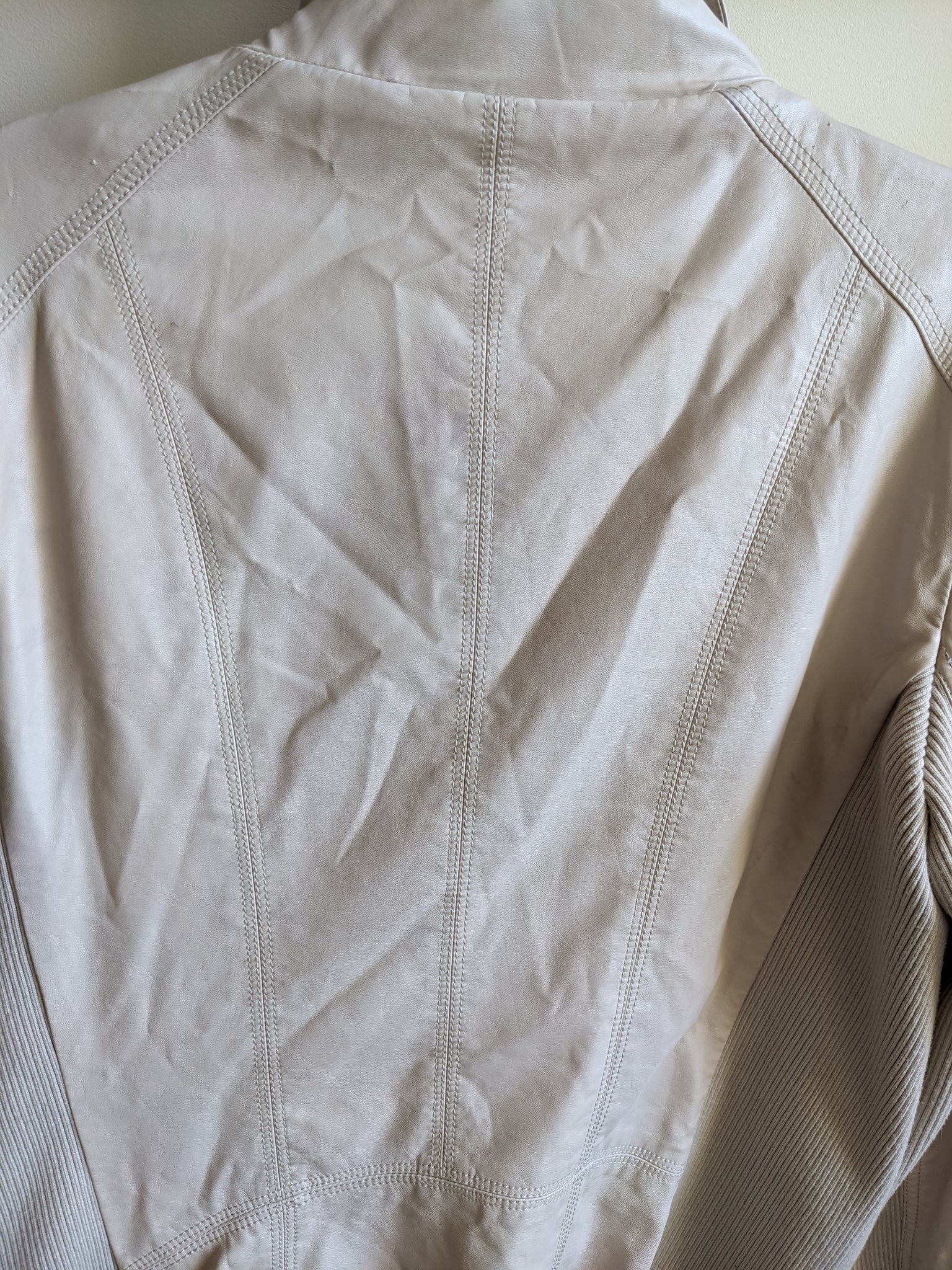 Cream Faux Leather Jacket (L)