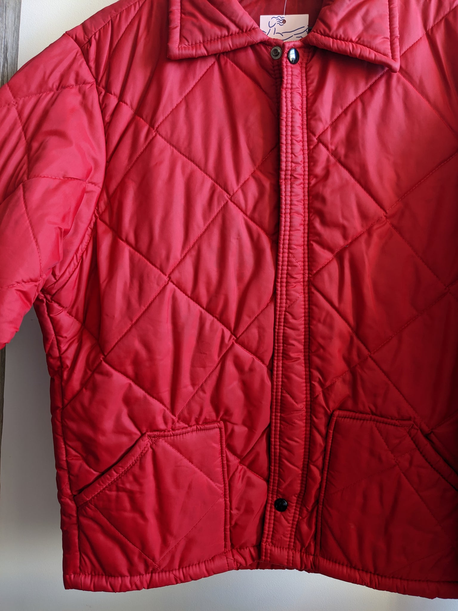 Vintage 80s Red Quilted Puffer Chore Jacket (L)