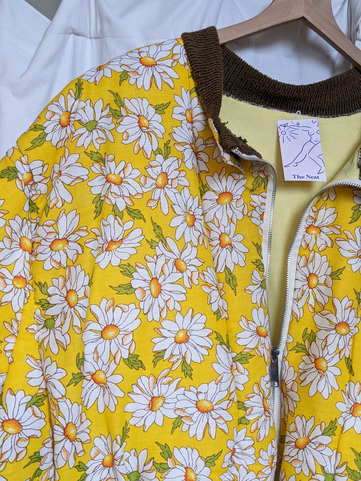 Upcycled Yellow Daisy Bomber Jacket (3X)