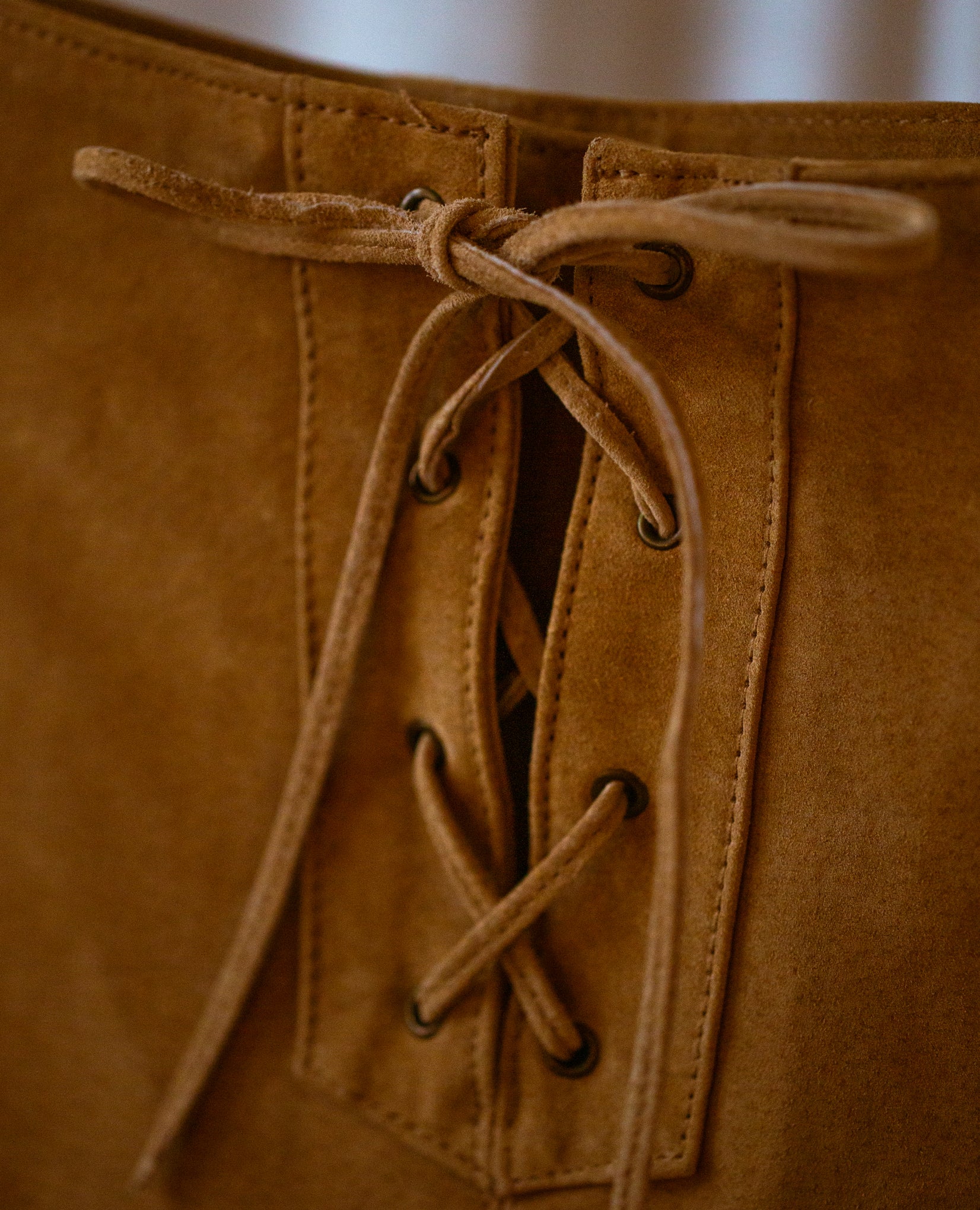 Tan Suede Lace-Up Skirt (L/XL)