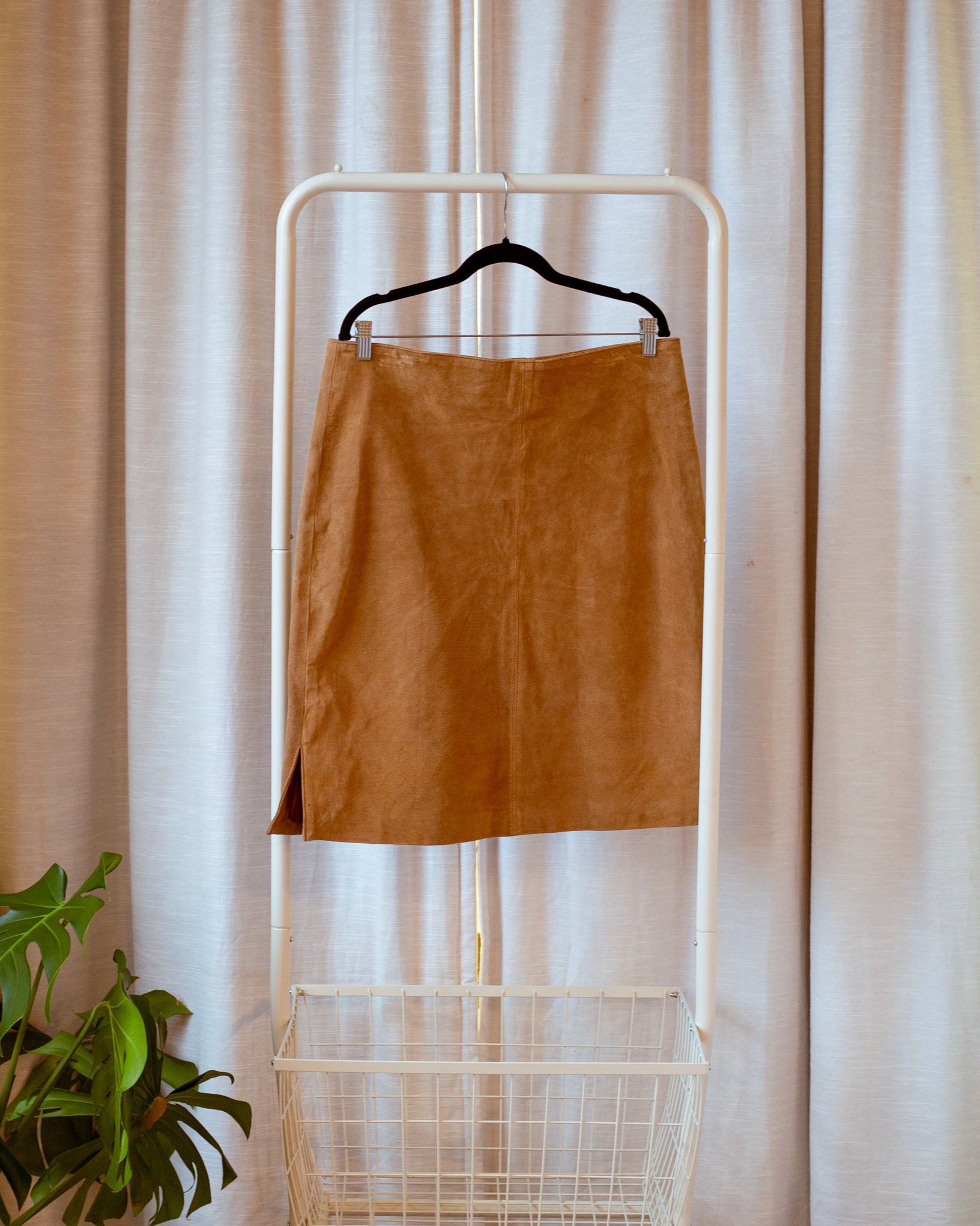 Tan Suede Lace-Up Skirt (L/XL)