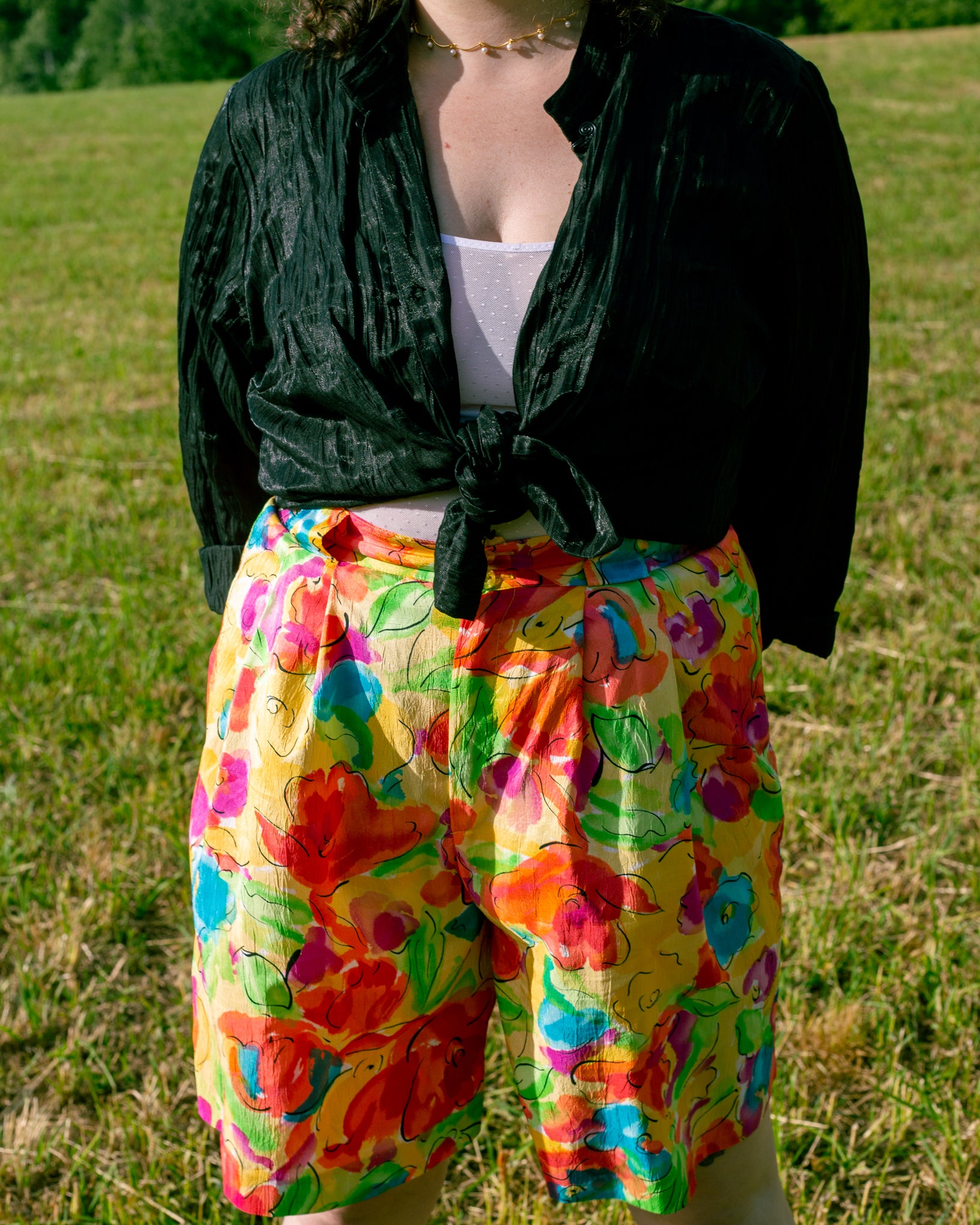 Vintage Multicolor Floral Lightweight Shorts (L/XL)