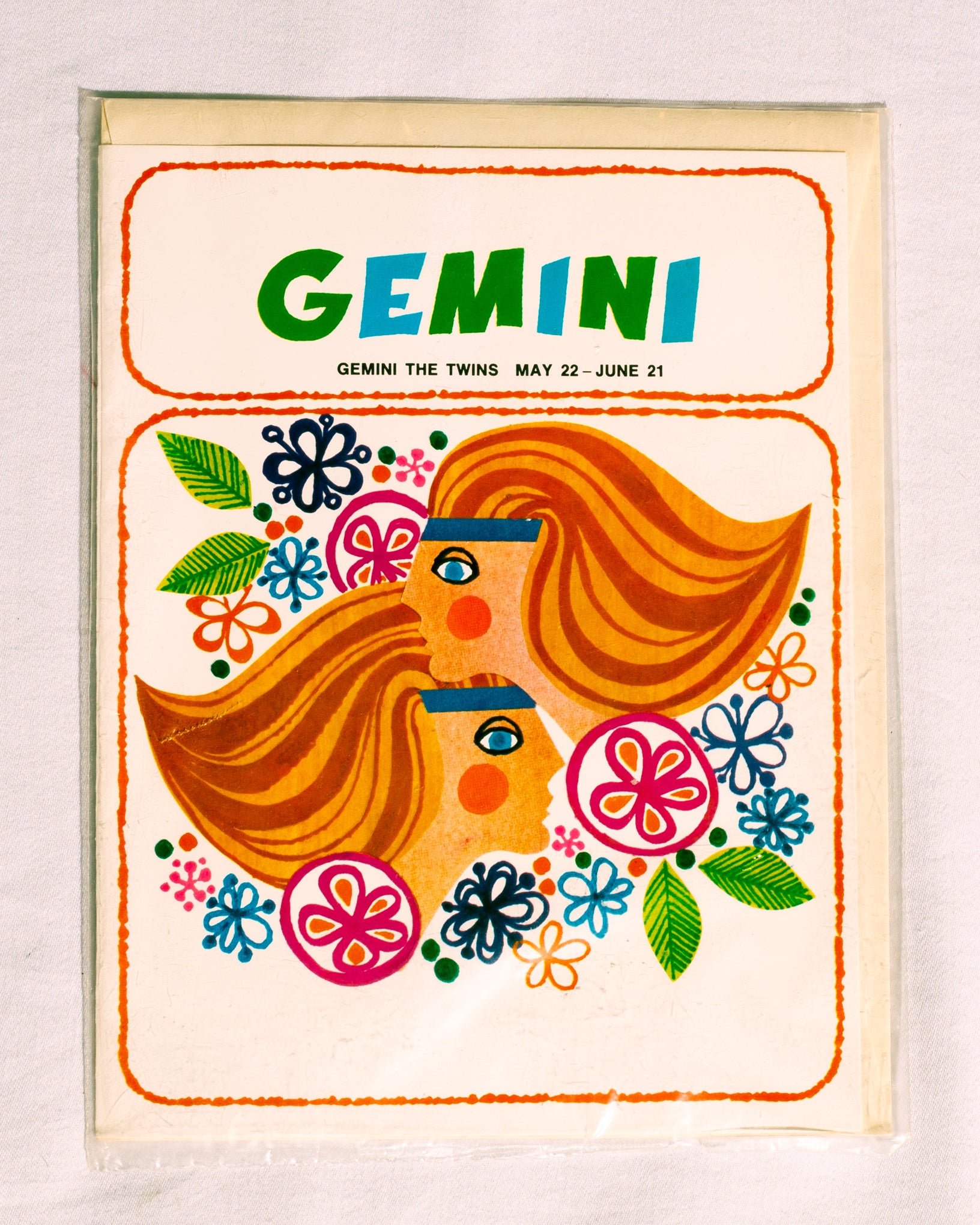 Gemini Vintage Birthday Card