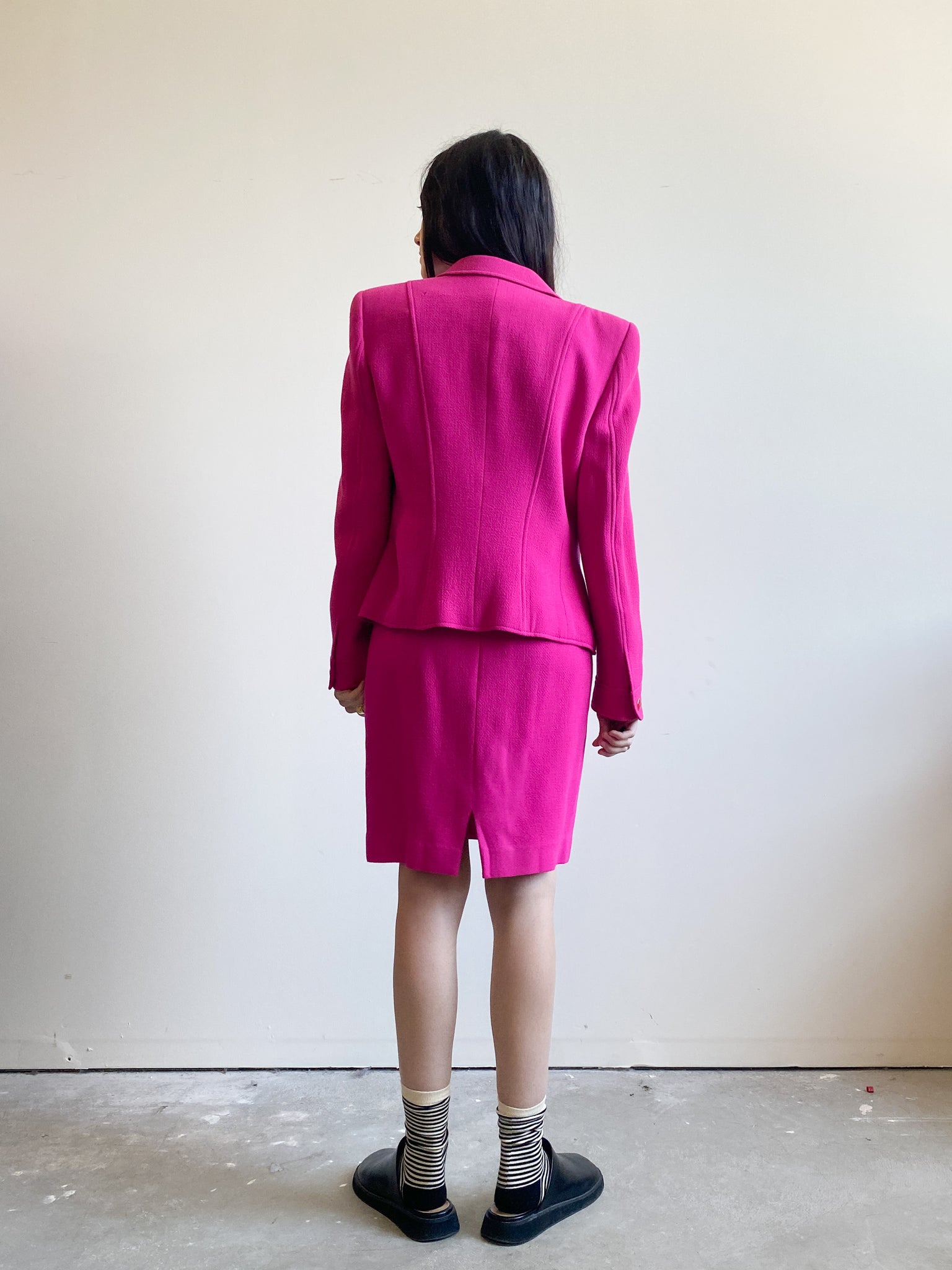 Escada Hot Pink Crepe Skirt Suit (S)