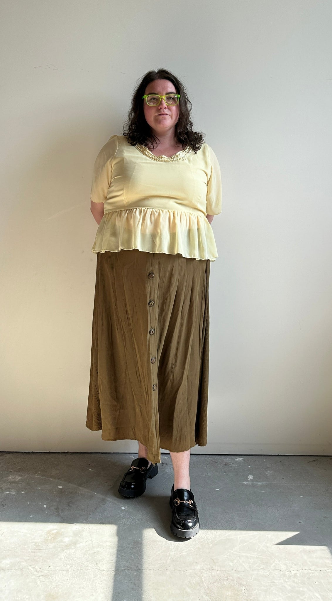Olive Green Midi-Skirt (2X/3X)